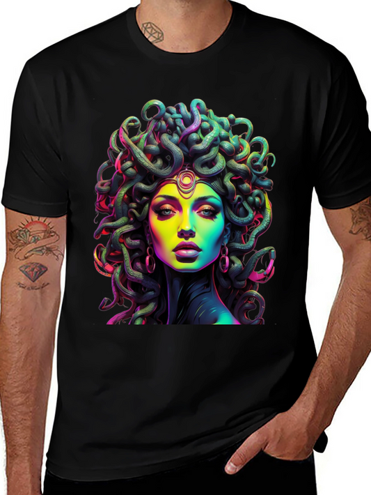 Medusa Graphic Tee - Black Cotton T-Shirt