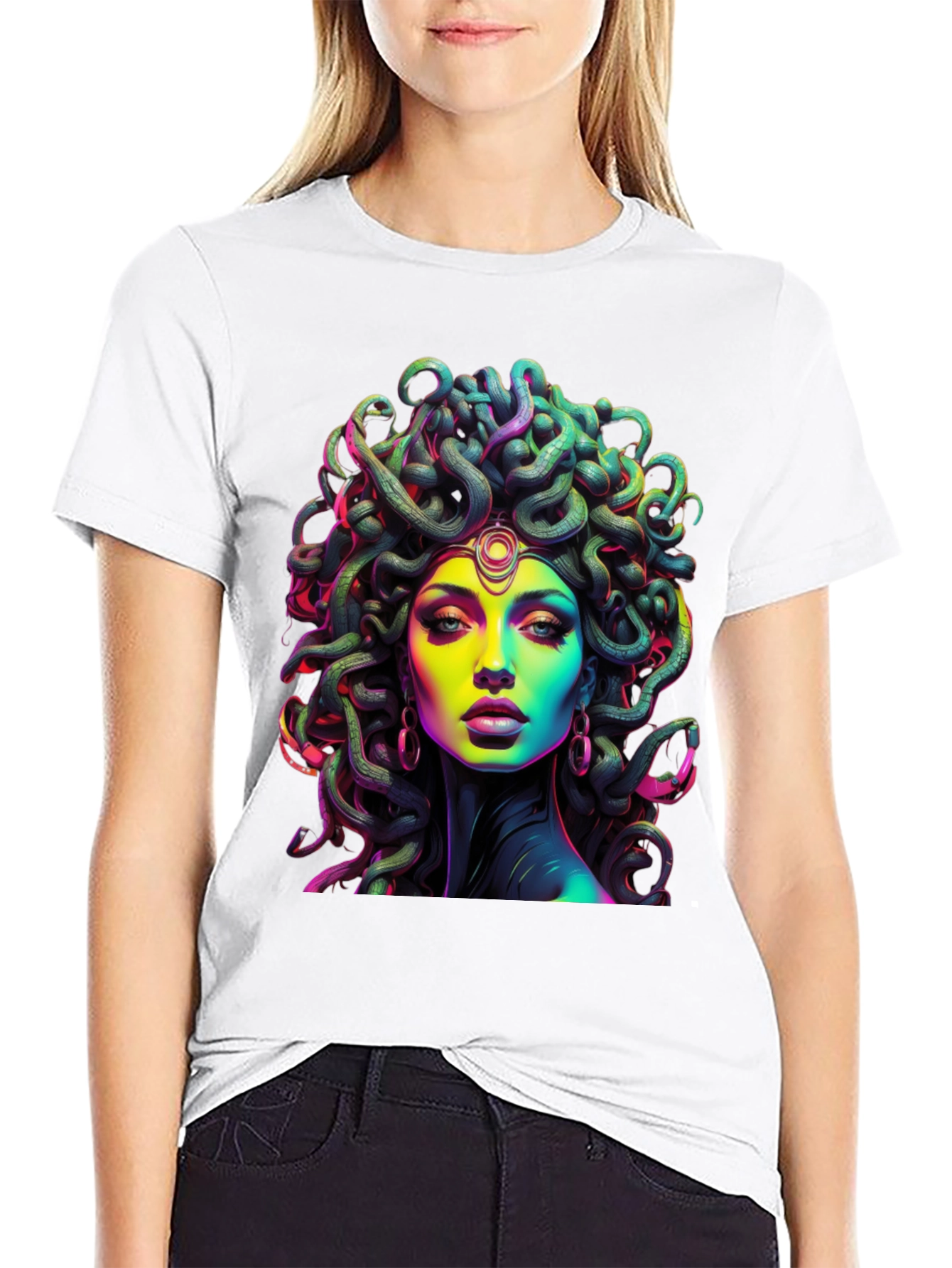 Medusa Graphic Tee - Black Cotton T-Shirt
