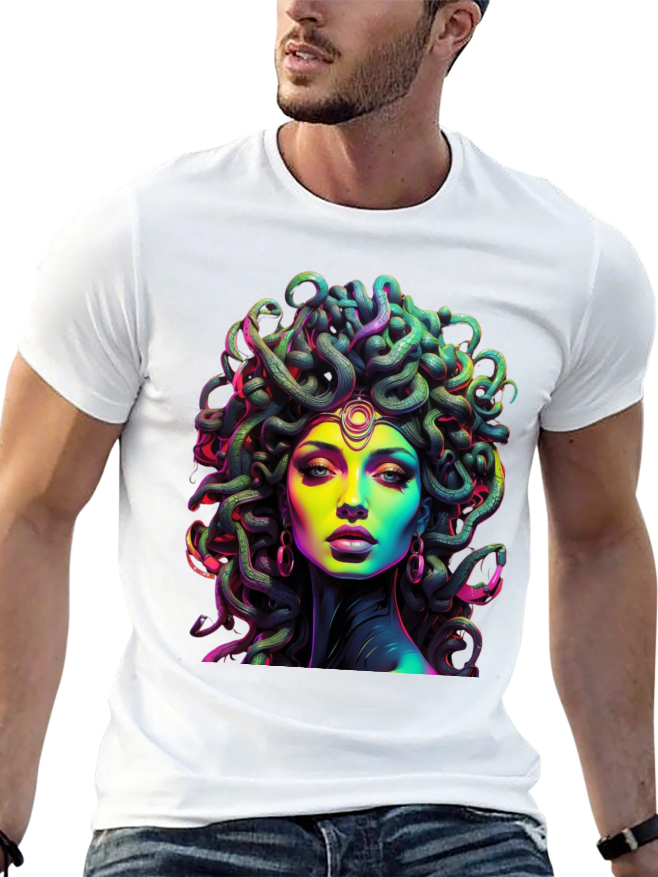 Medusa Graphic Tee - Black Cotton T-Shirt