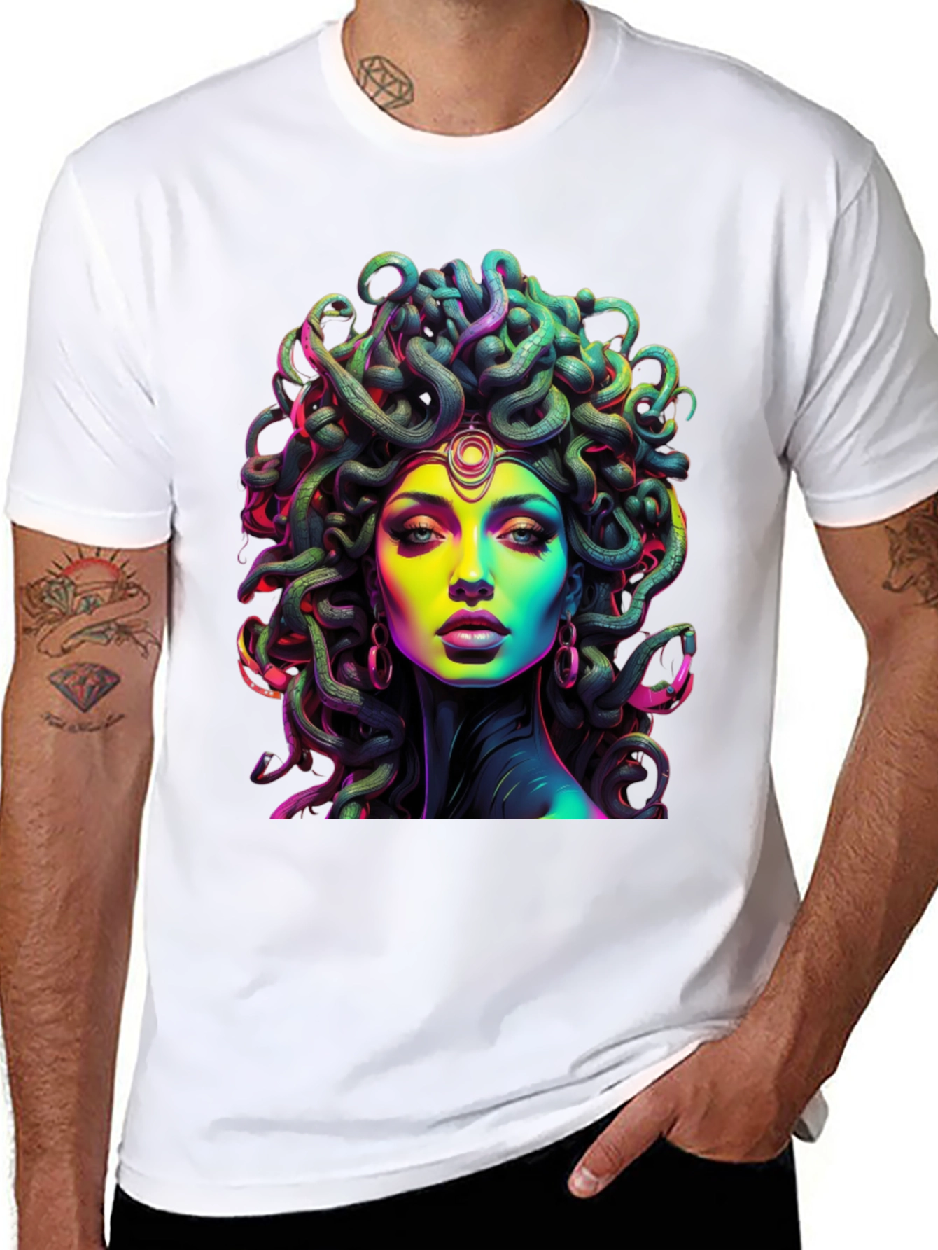 Medusa Graphic Tee - Black Cotton T-Shirt