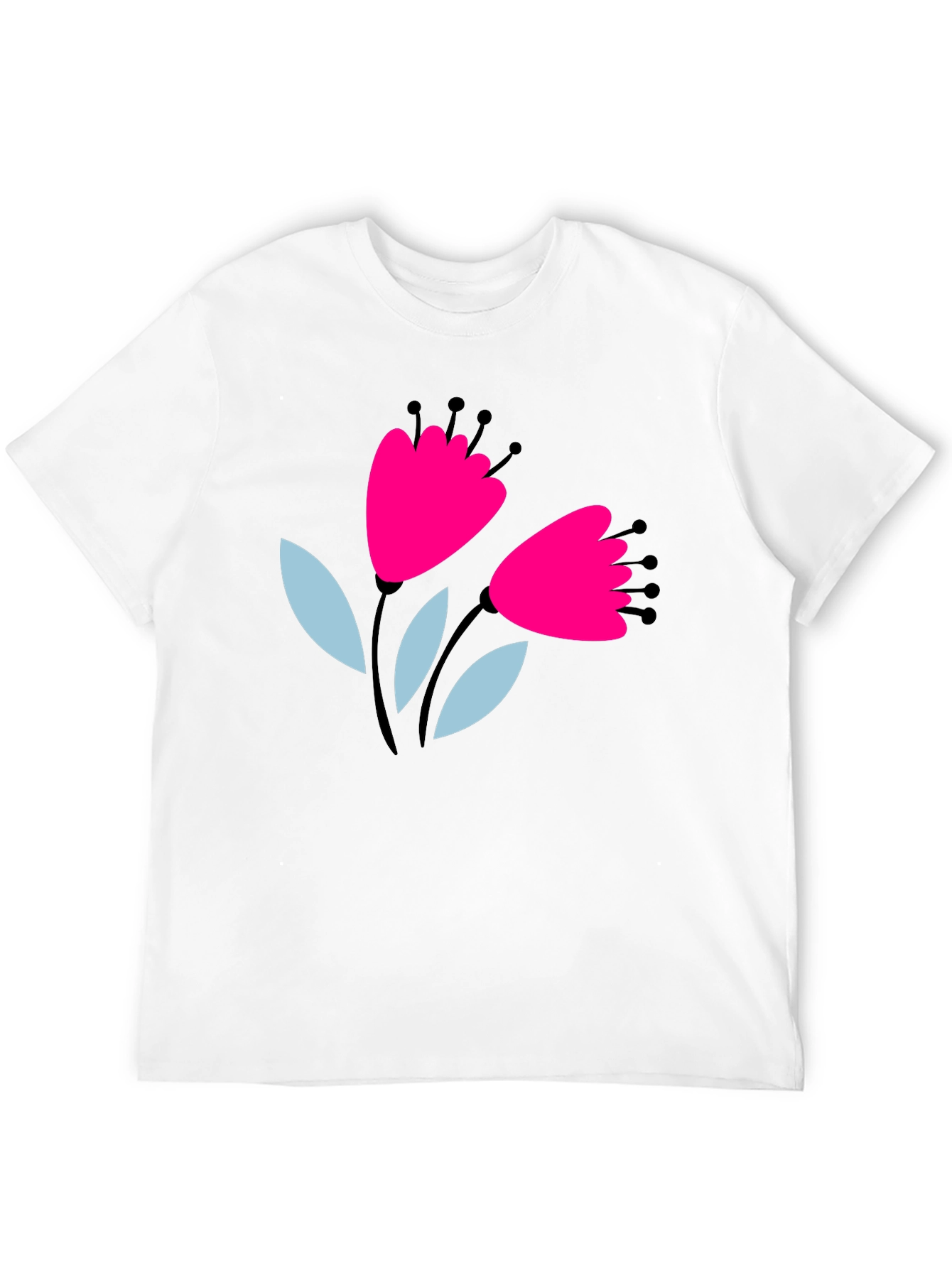 Floral Graphic Tee - Black Cotton T-Shirt