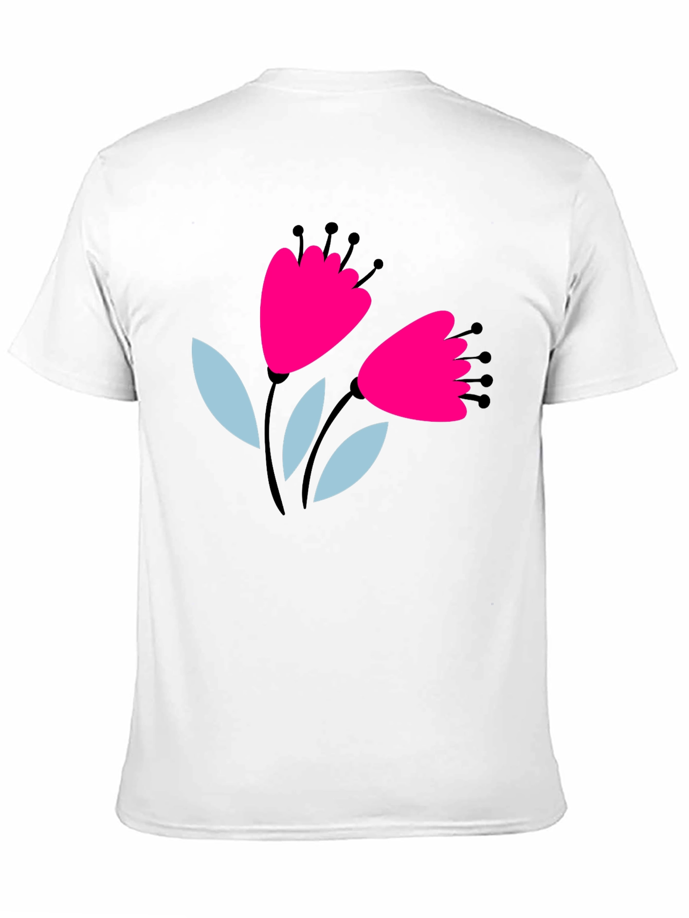 Floral Graphic Tee - Black Cotton T-Shirt