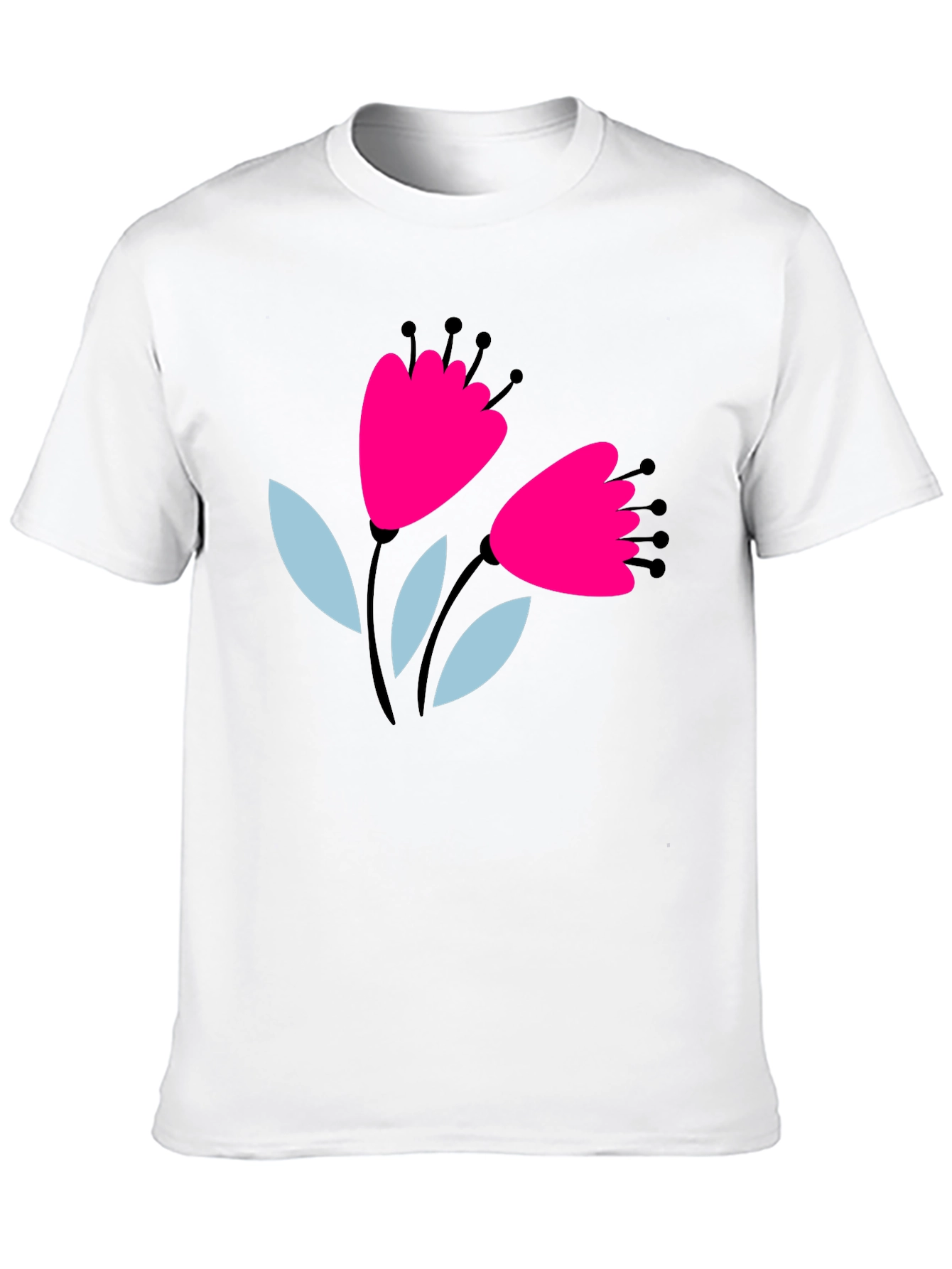 Floral Graphic Tee - Black Cotton T-Shirt