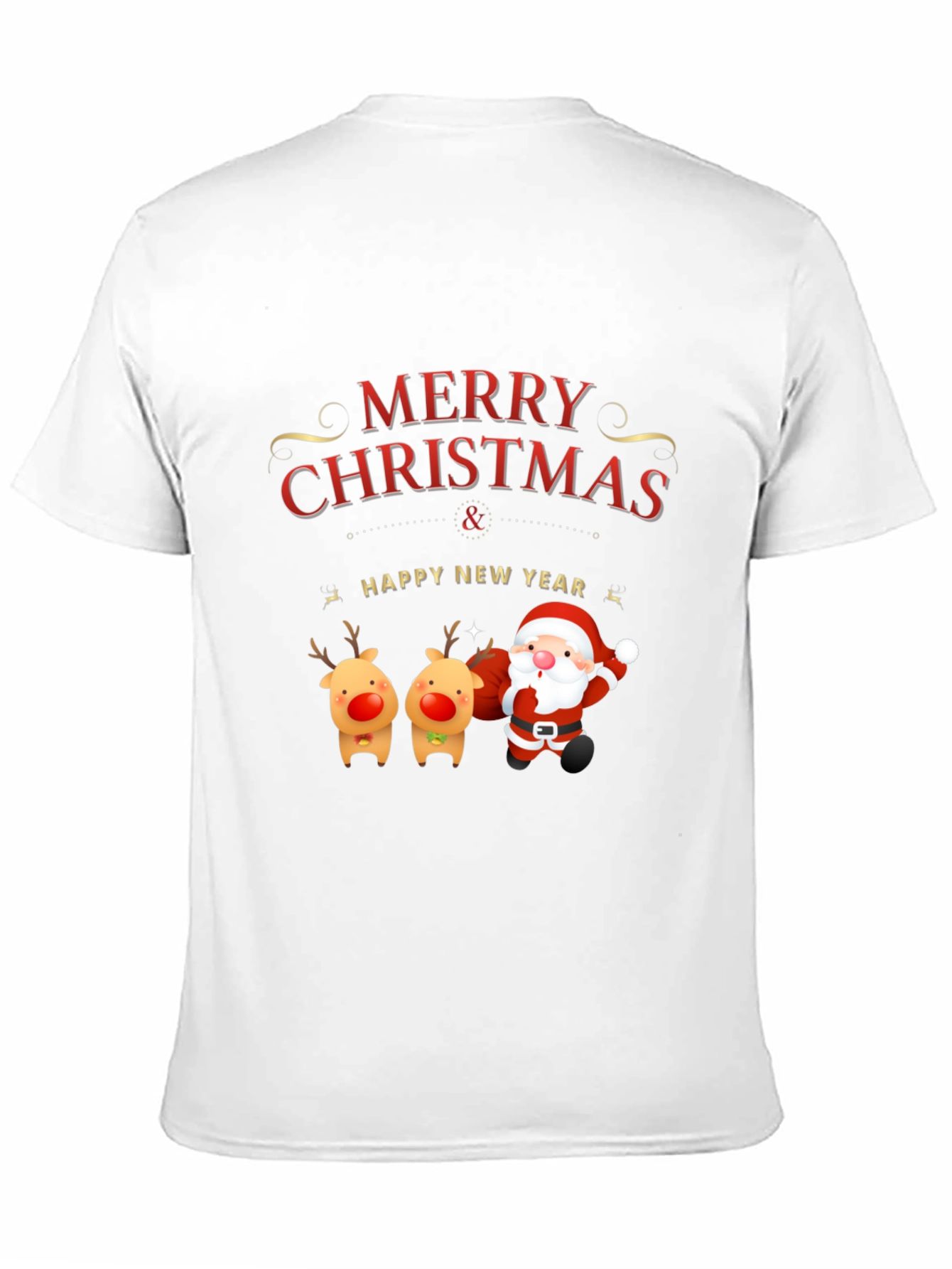 Merry Christmas Santa & Reindeer Graphic Tee