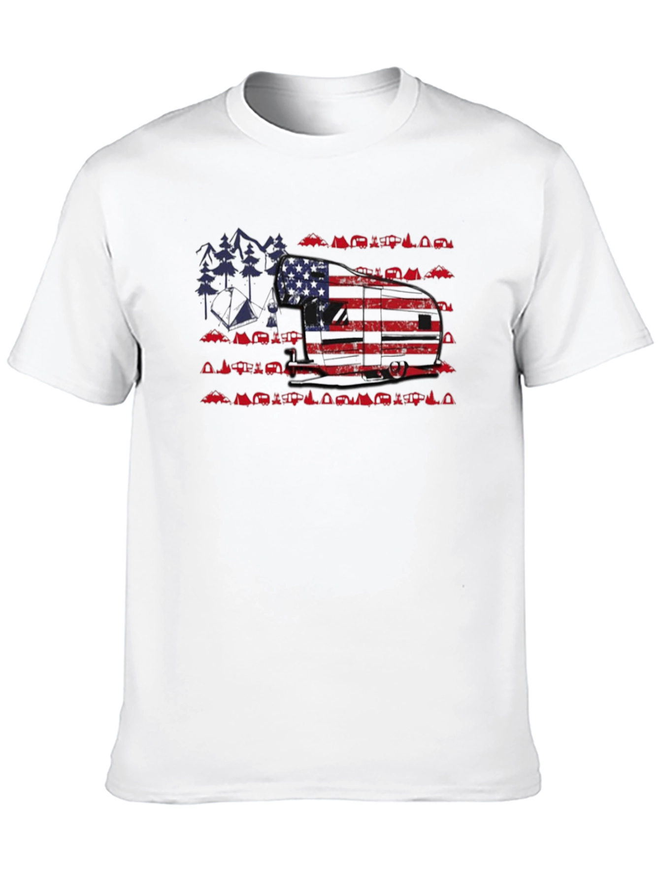 American Flag Camper Camping Graphic Tee
