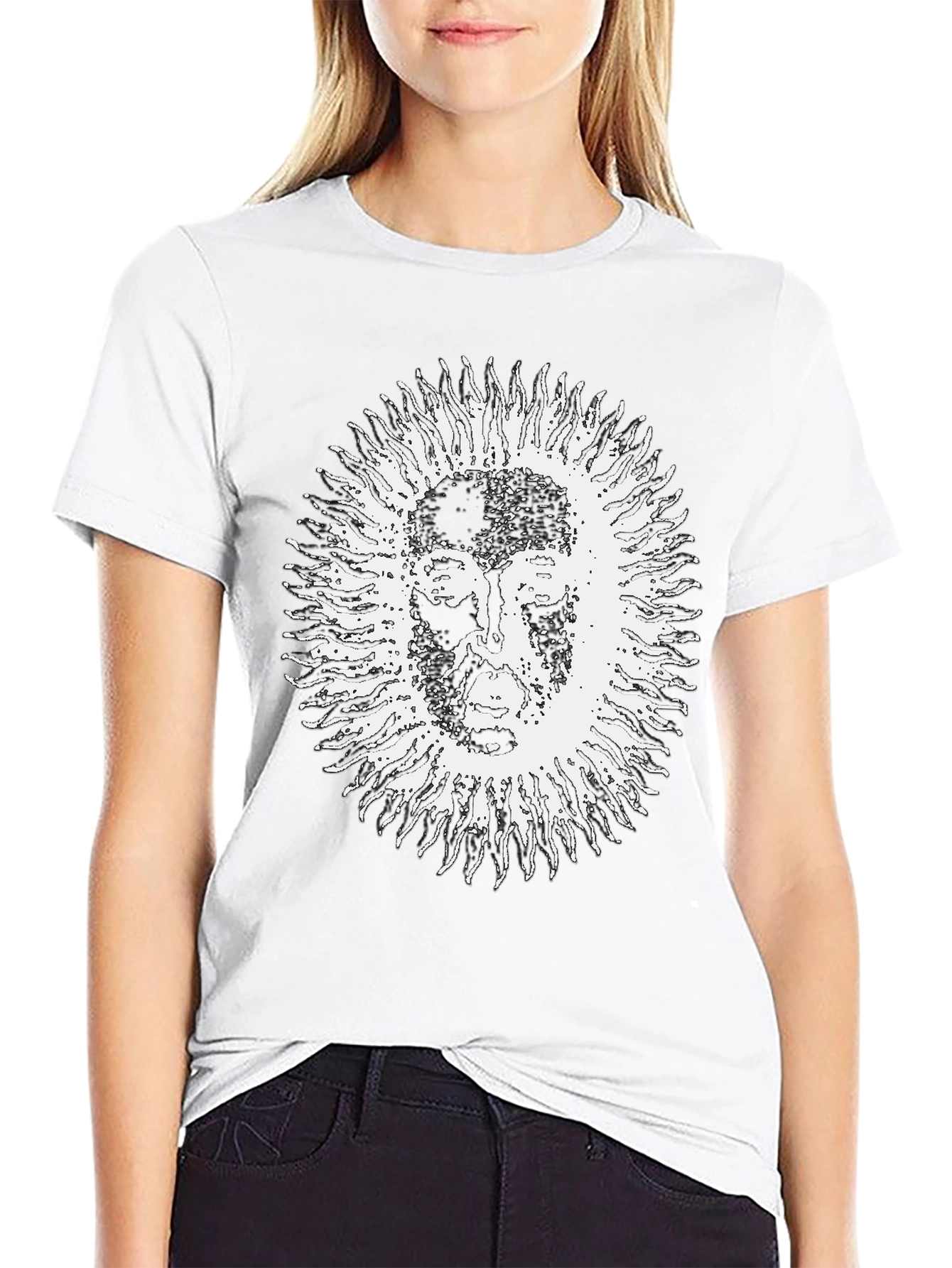 Mystic Sun Face Graphic Black T-Shirt
