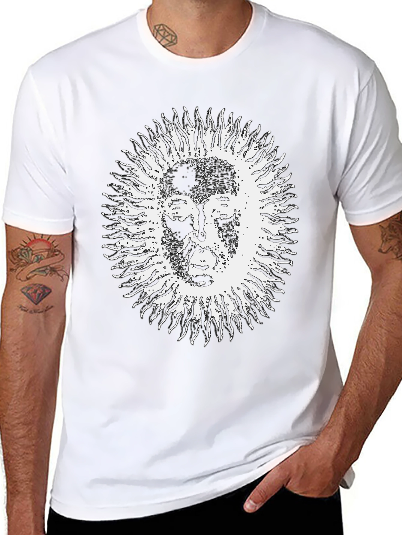 Mystic Sun Face Graphic Black T-Shirt