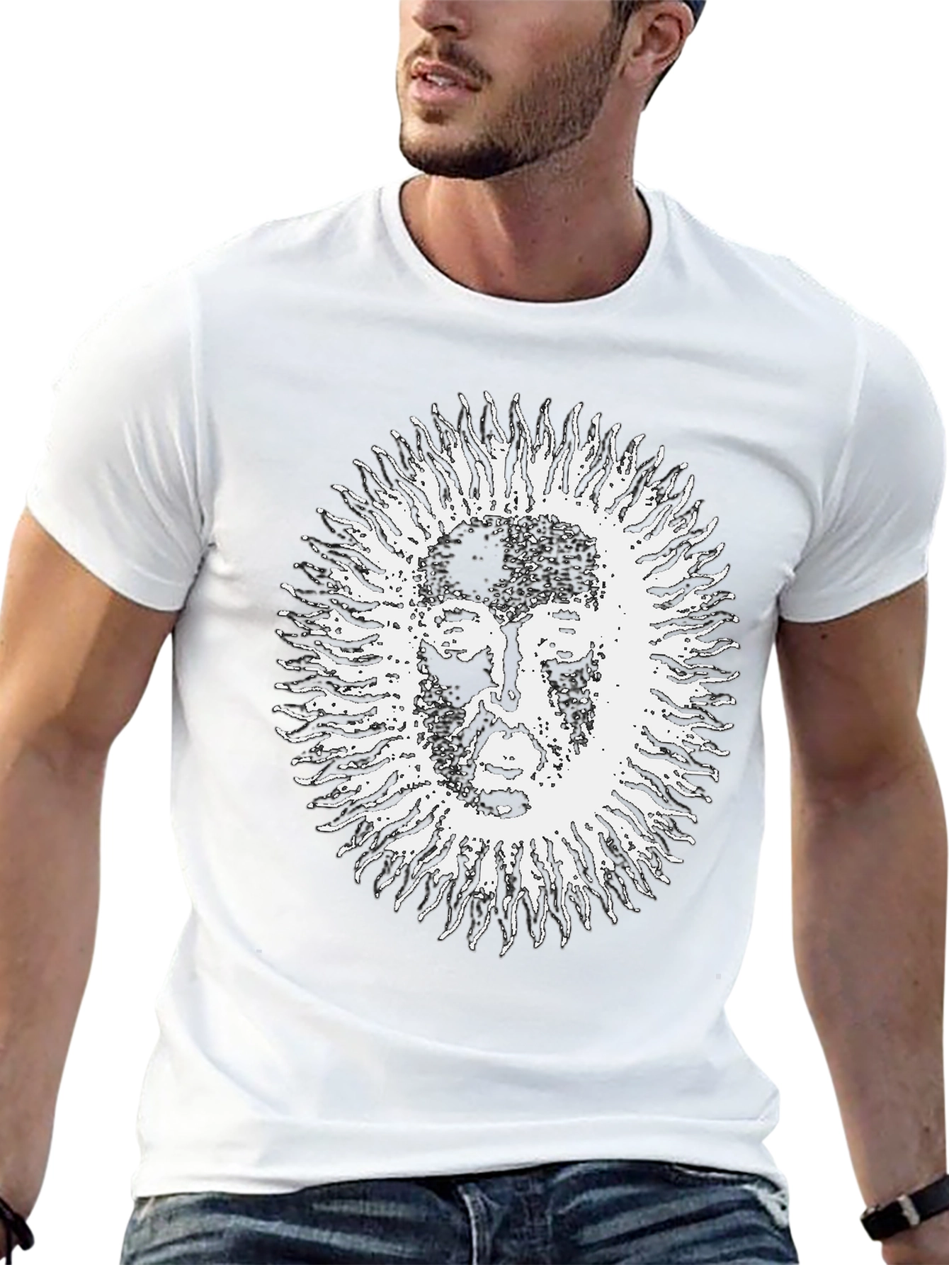 Mystic Sun Face Graphic Black T-Shirt
