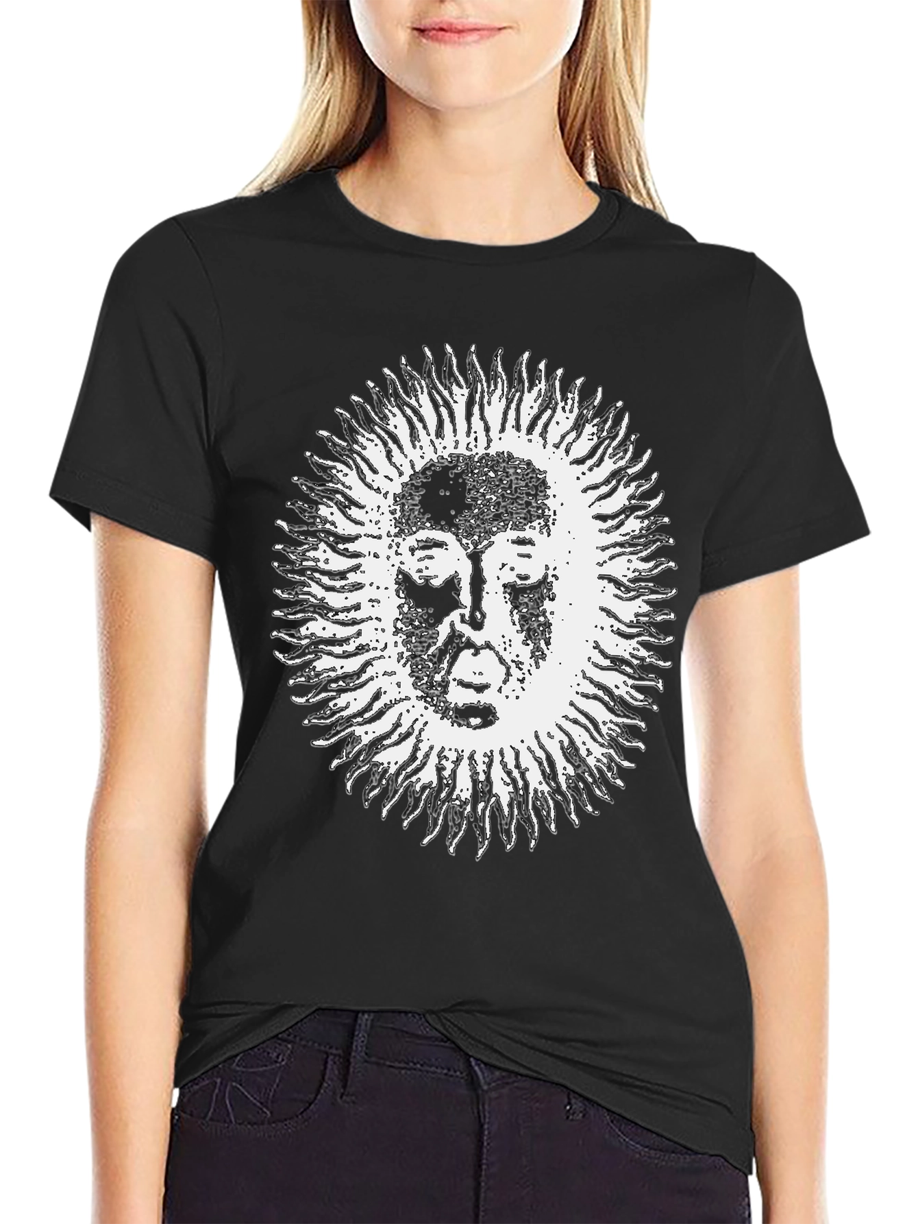 Mystic Sun Face Graphic Black T-Shirt