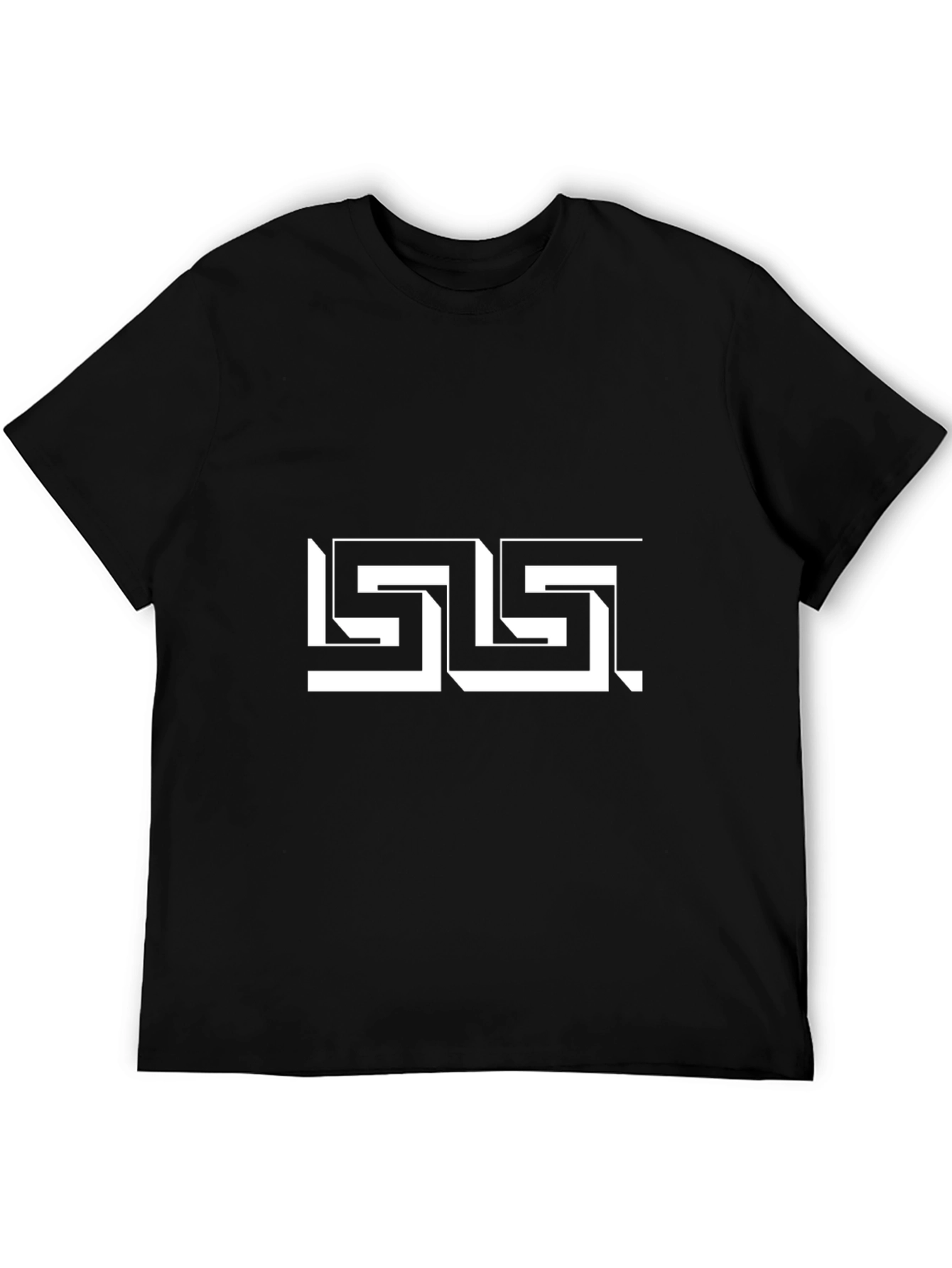 Geometric Graphic Print Black T-Shirt for Men