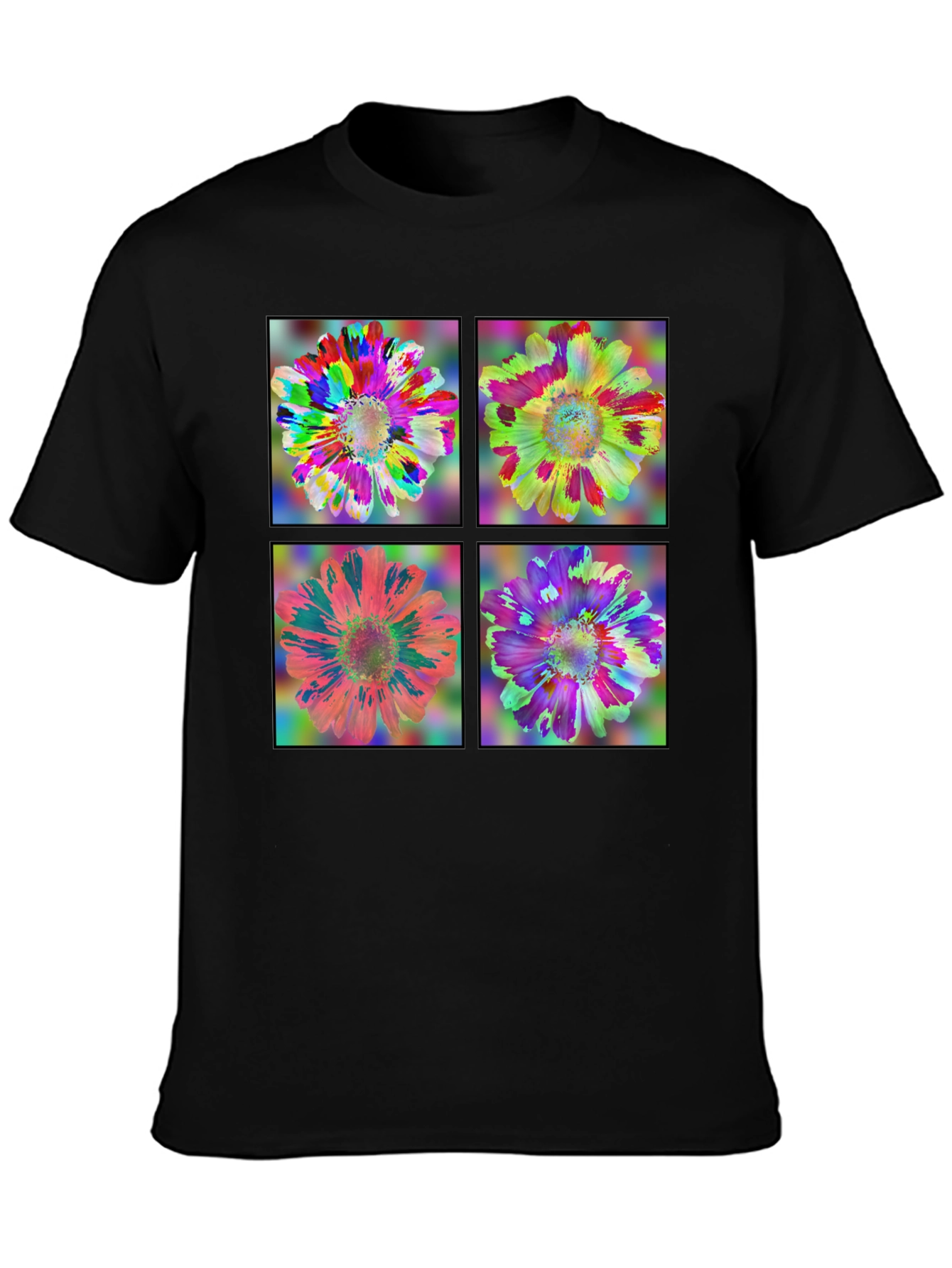 Floral Art Black T-Shirt