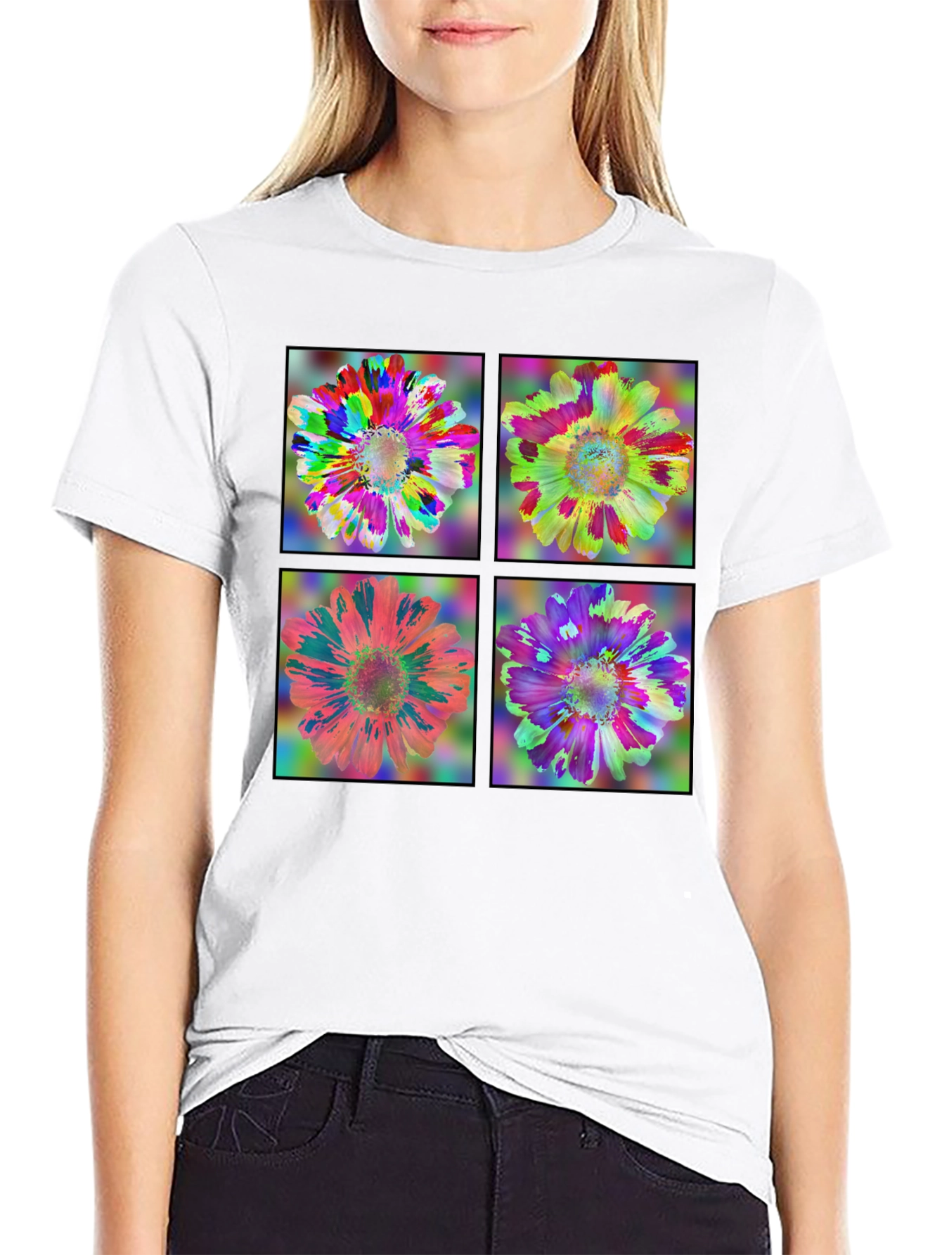 Floral Art Black T-Shirt