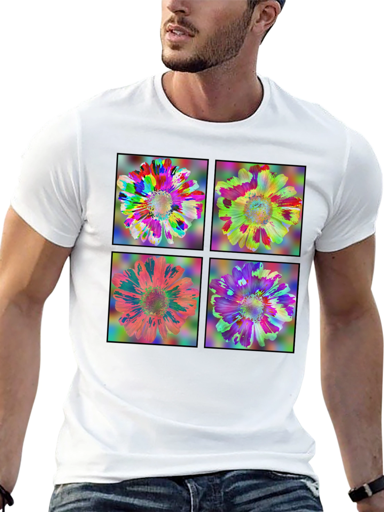 Floral Art Black T-Shirt