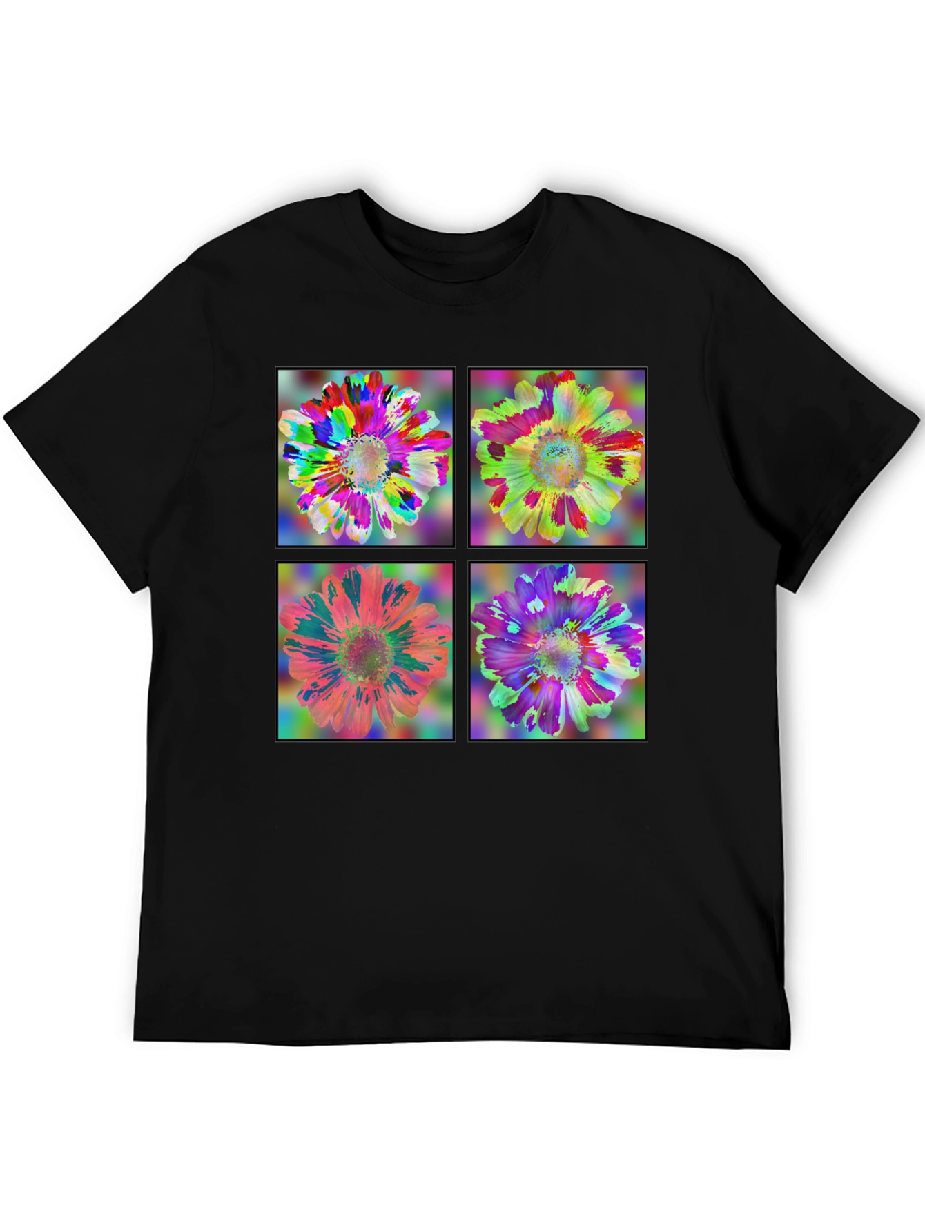 Floral Art Black T-Shirt