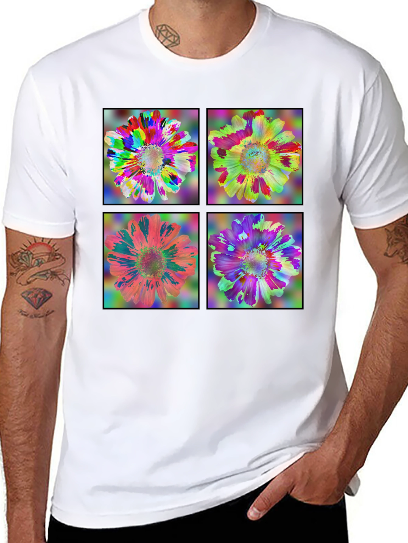 Floral Art Black T-Shirt