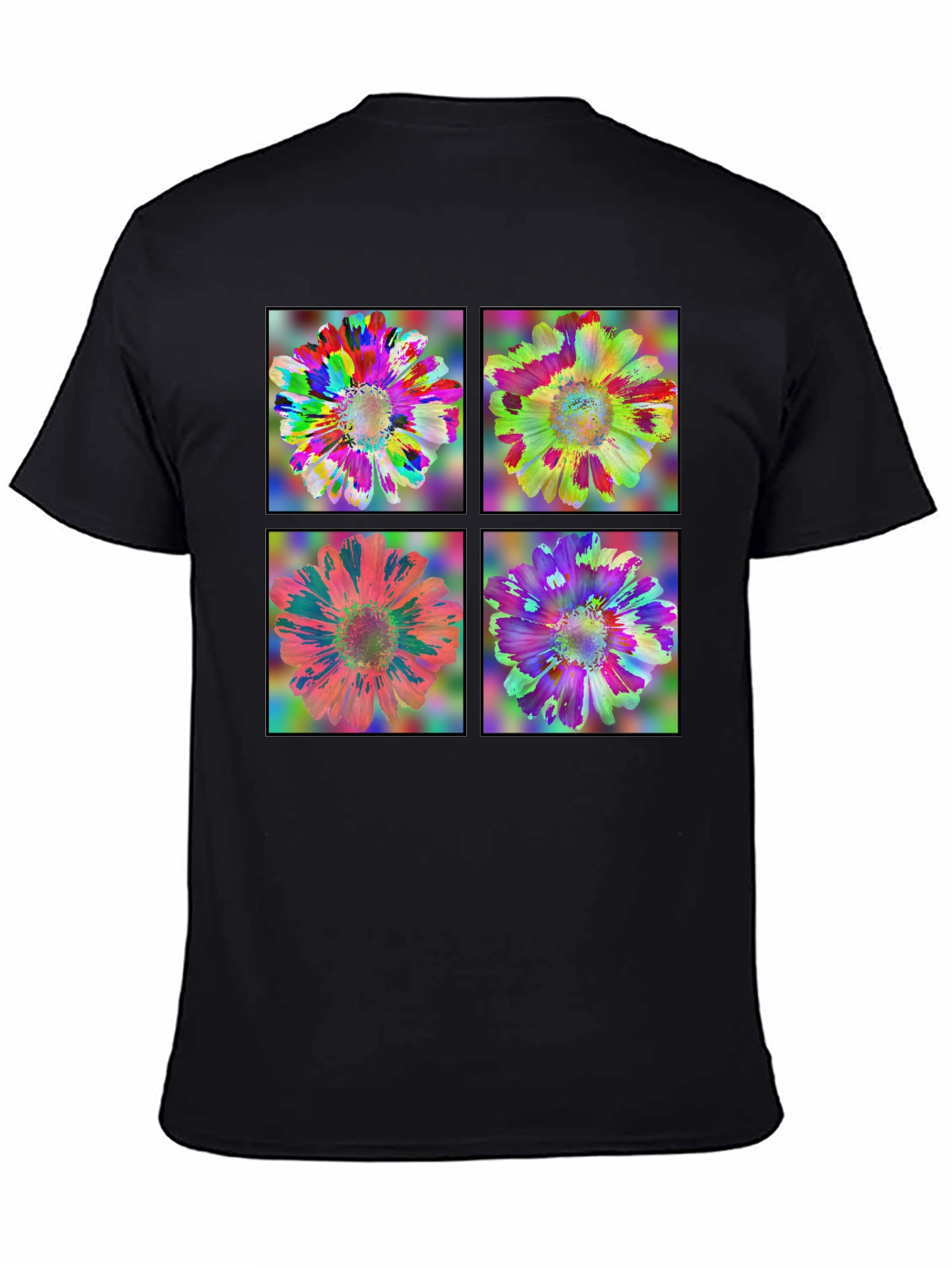 Floral Art Black T-Shirt