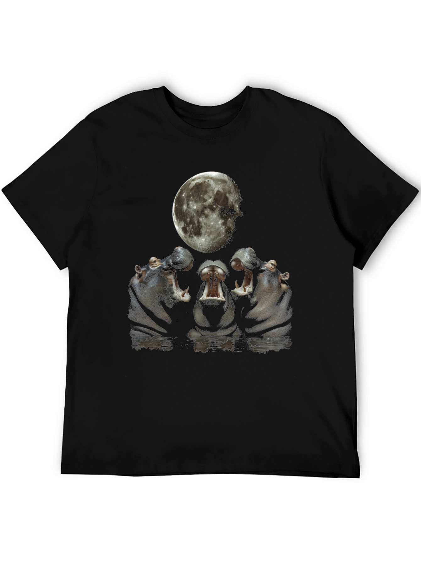 Hippo Moon Graphic Tee - Unique Animal Design