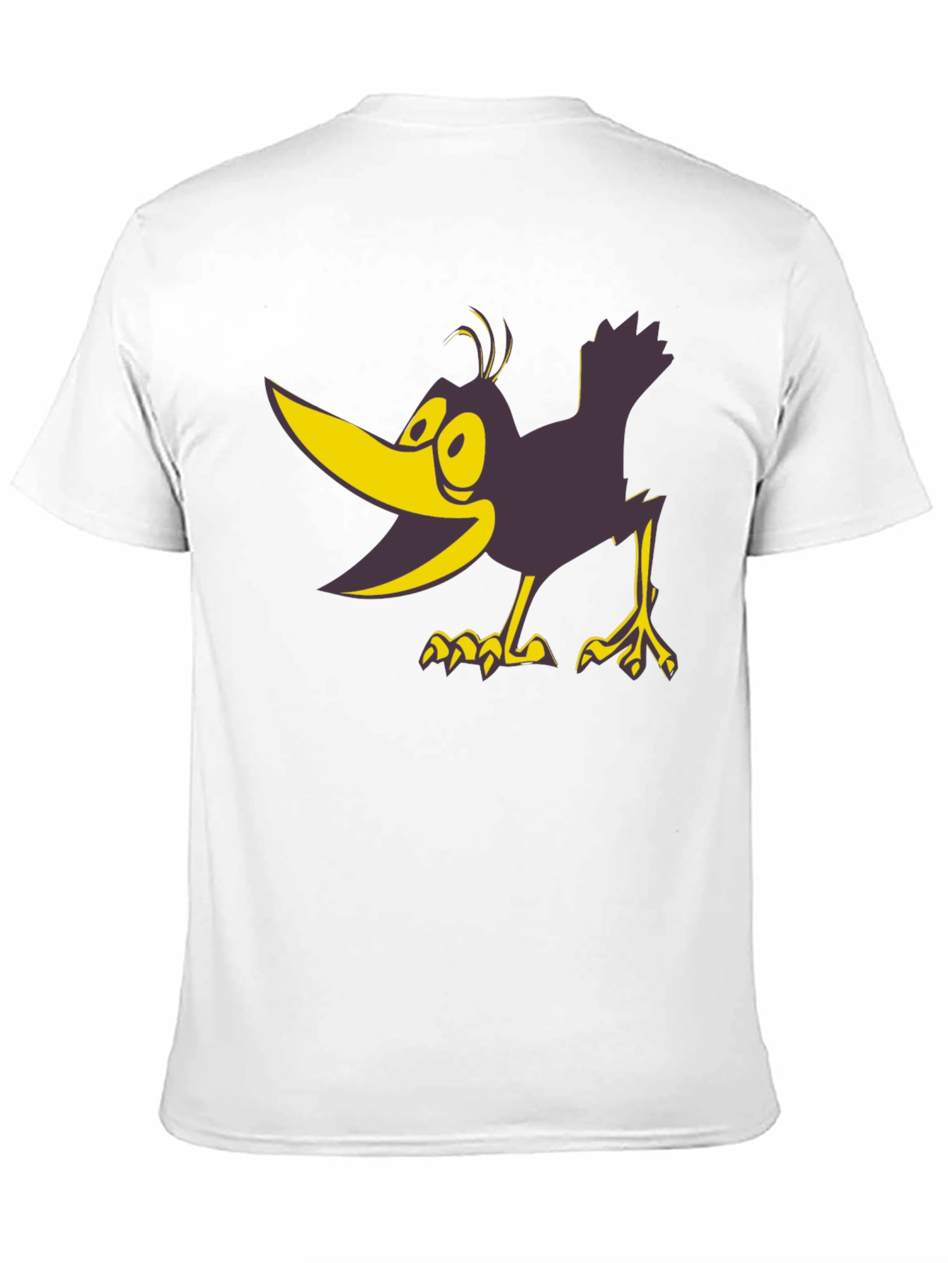 Cartoon Crow Graphic Tee - Bold Black Cotton T-Shirt