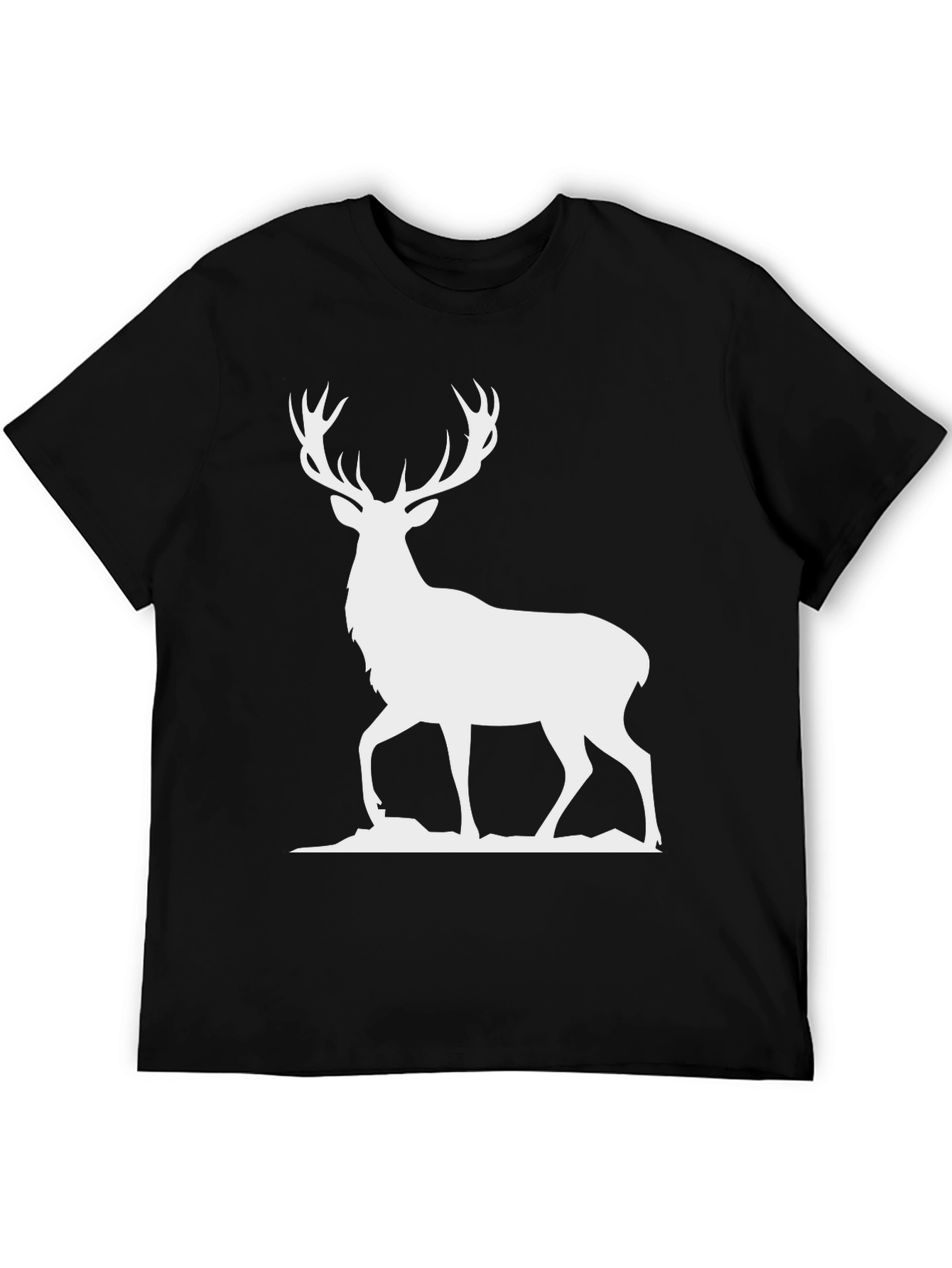 Deer Silhouette Graphic Tee - Black