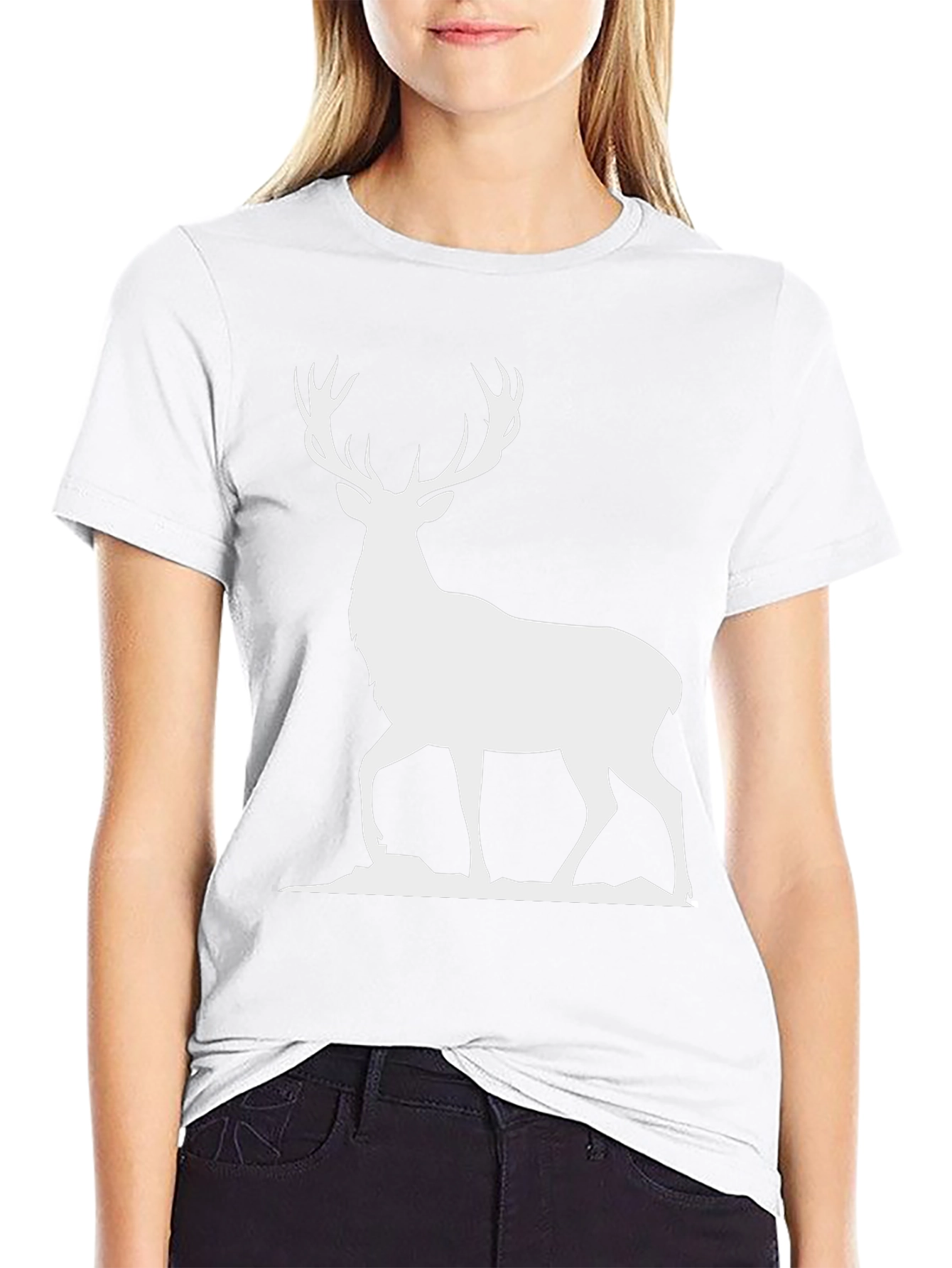 Deer Silhouette Graphic Tee - Black
