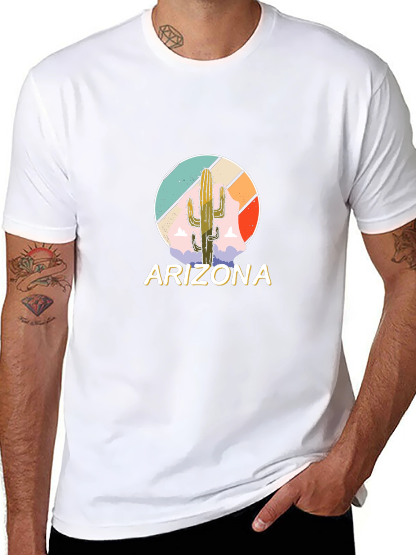 Arizona Cactus Graphic Tee - Mens Black T-Shirt