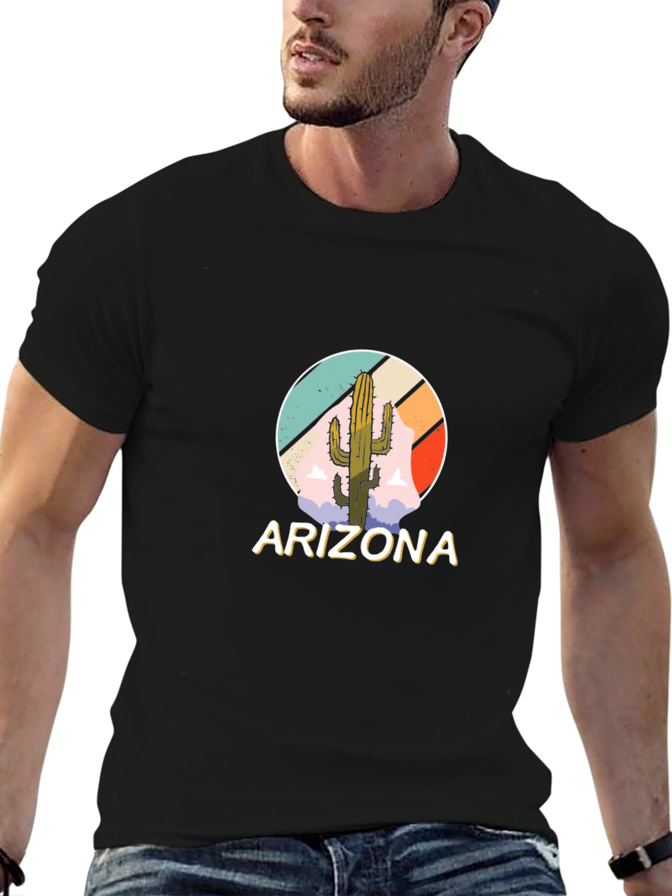 Arizona Cactus Graphic Tee - Mens Black T-Shirt