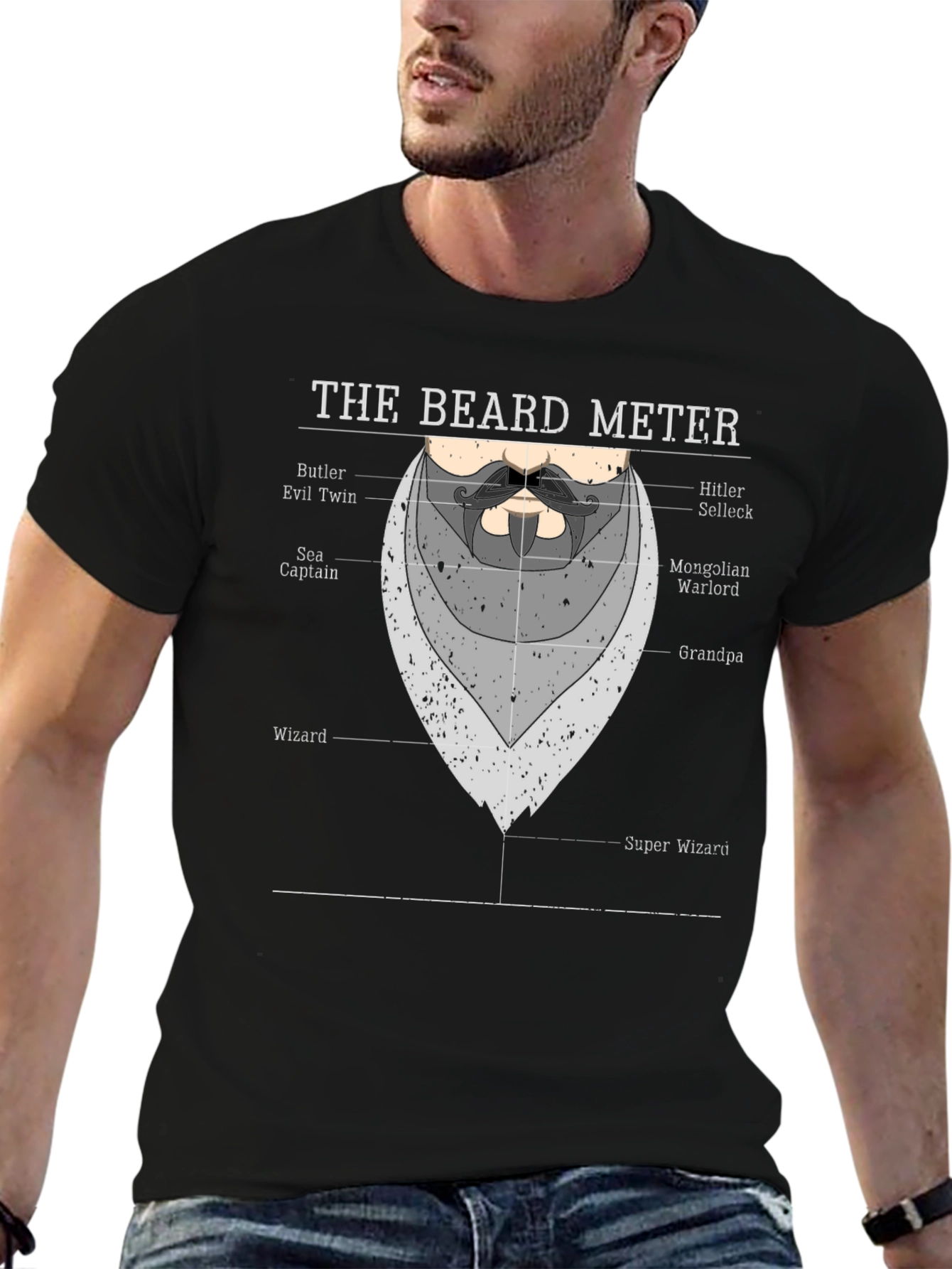 Beard Meter T-Shirt Funny Facial Hair Graphic Tee