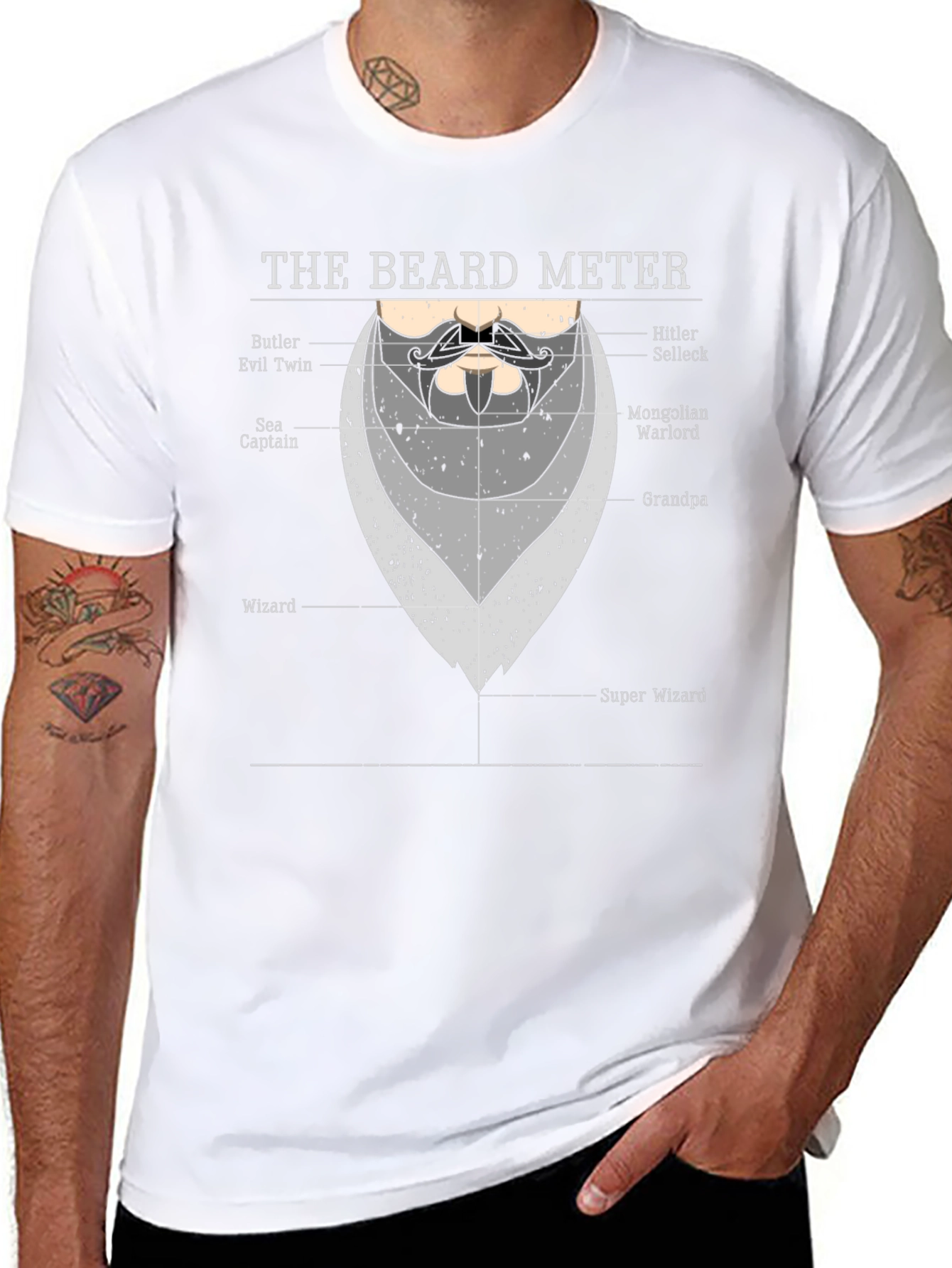 Beard Meter T-Shirt Funny Facial Hair Graphic Tee