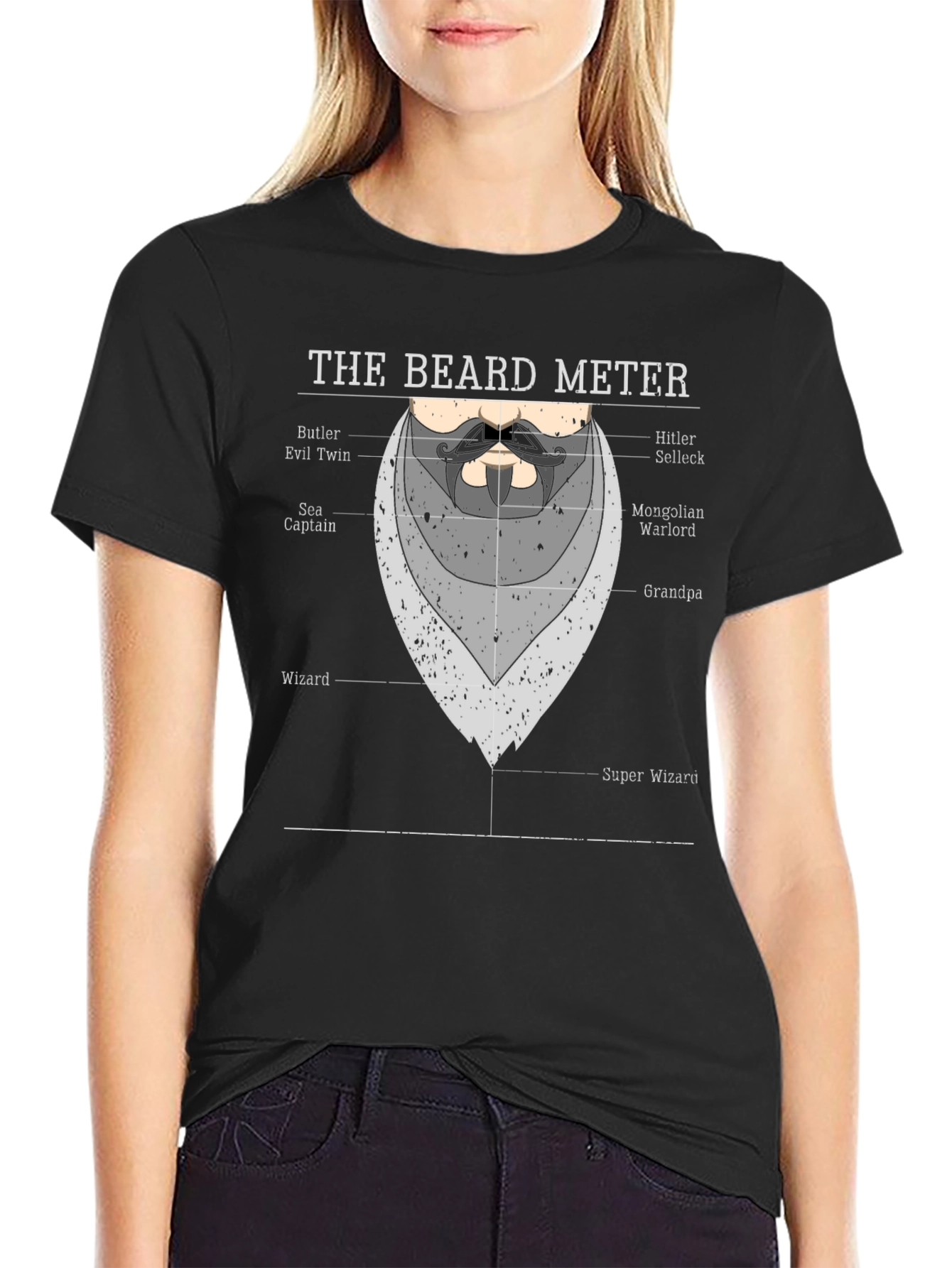 Beard Meter T-Shirt Funny Facial Hair Graphic Tee