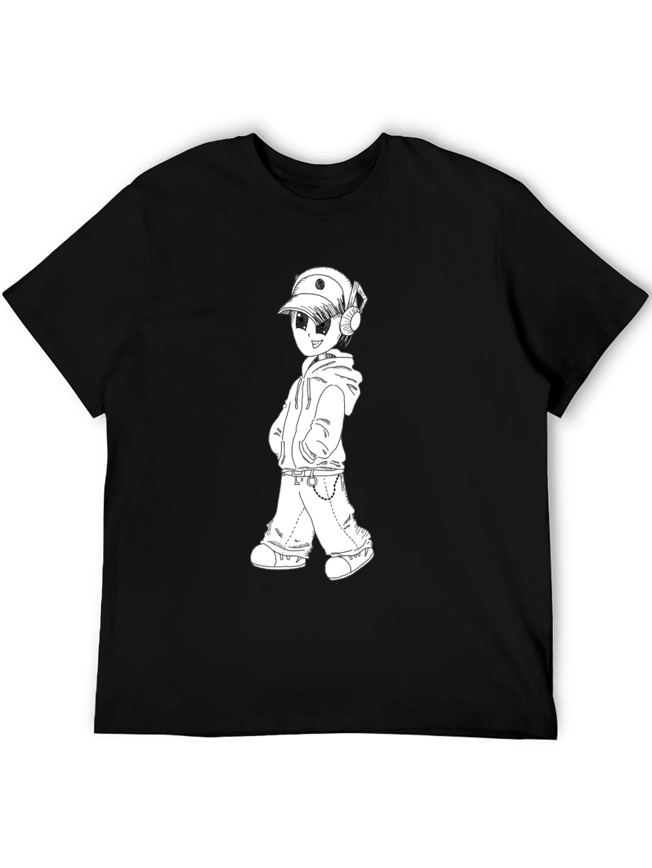 Anime Boy Graphic Black T-Shirt