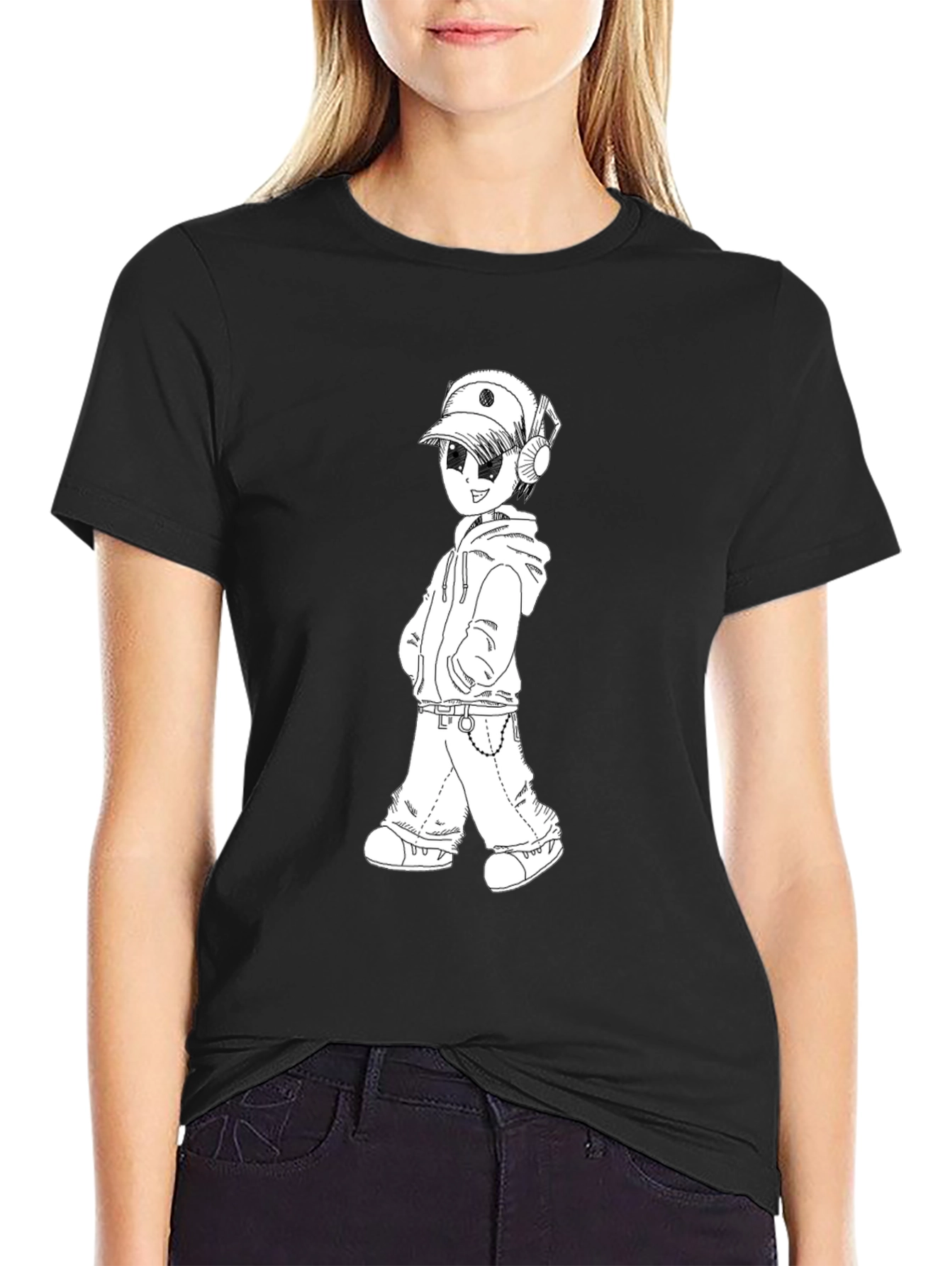 Anime Boy Graphic Black T-Shirt