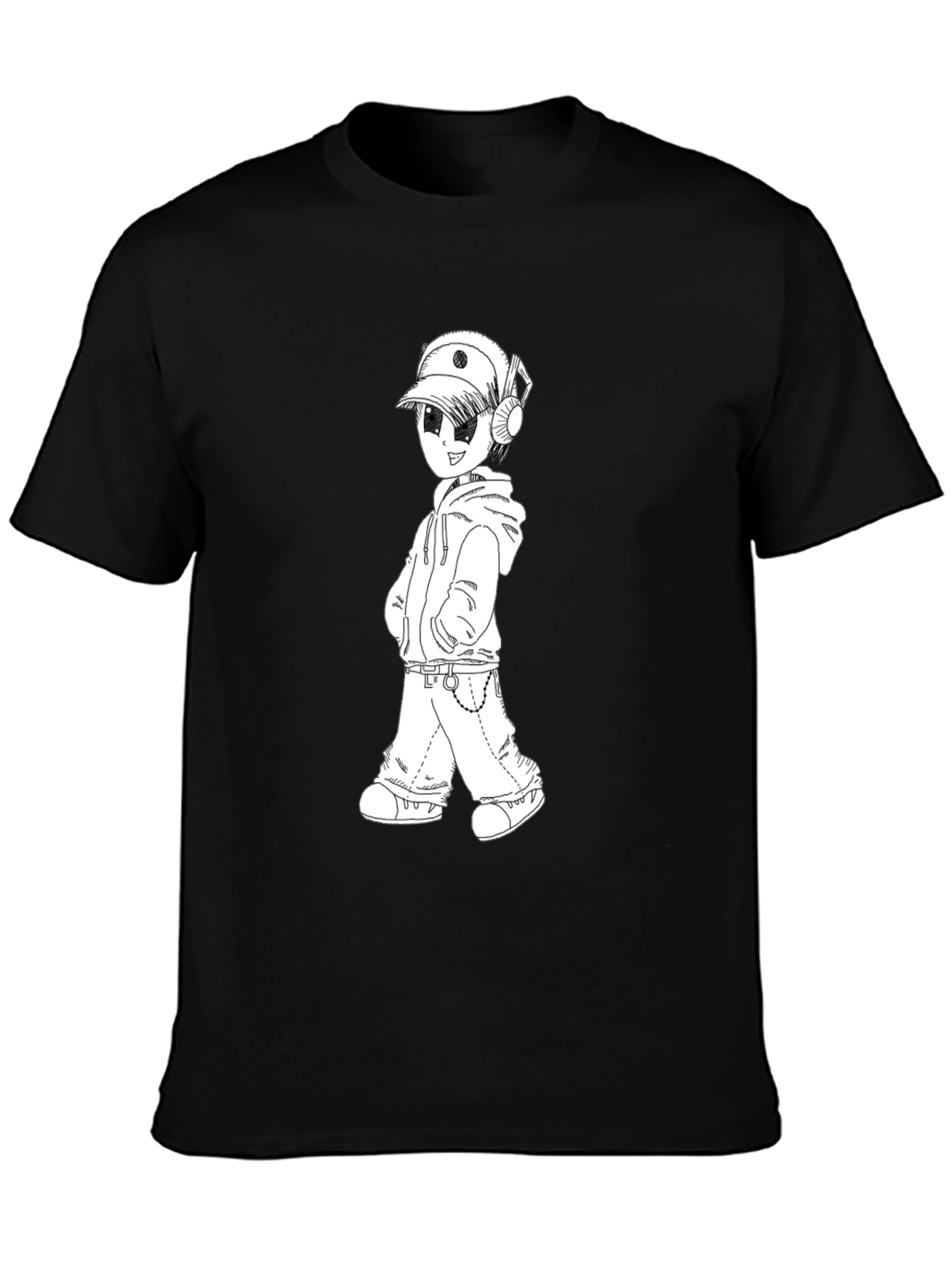 Anime Boy Graphic Black T-Shirt