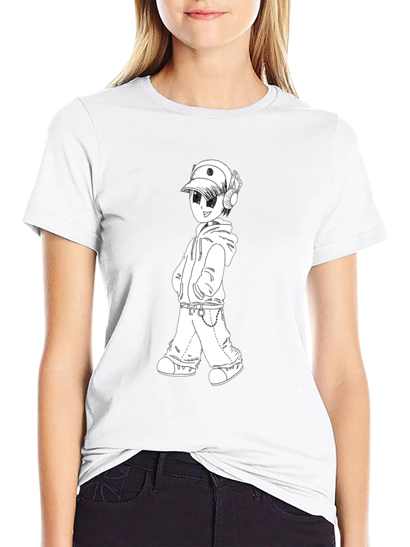 Anime Boy Graphic Black T-Shirt