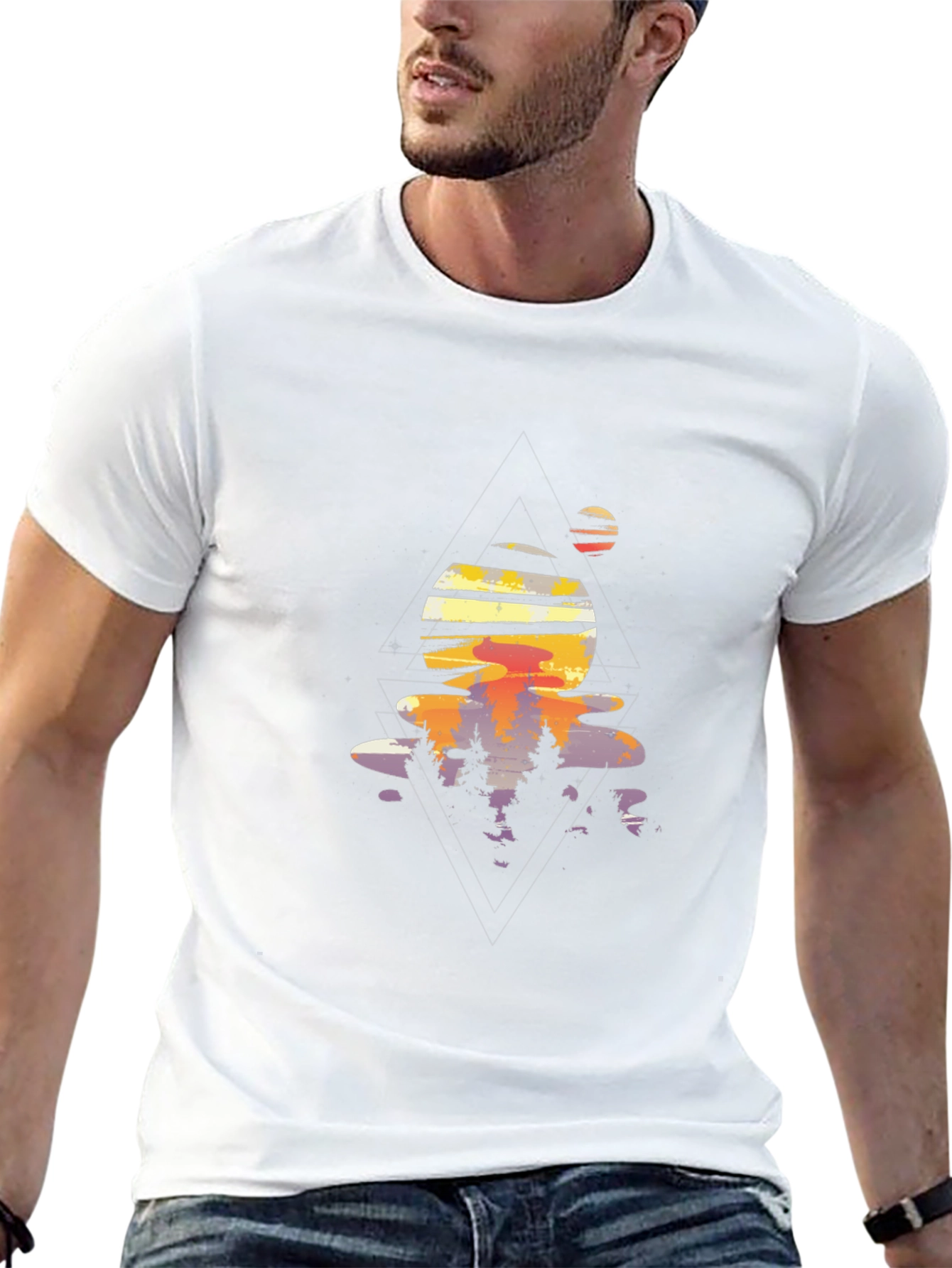 Abstract Sunset Graphic Tee - Black