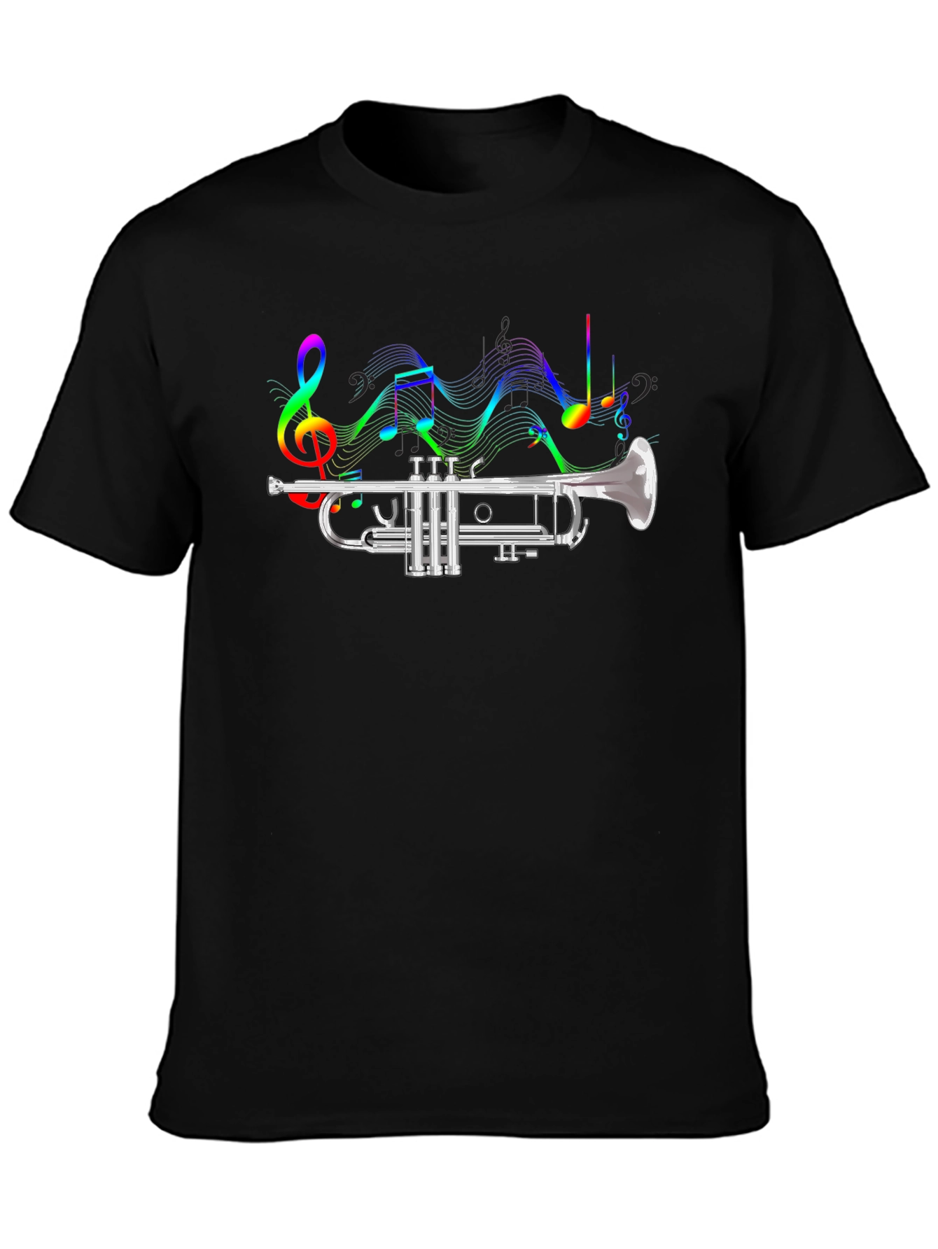 Trumpet & Music Notes Graphic T-Shirt