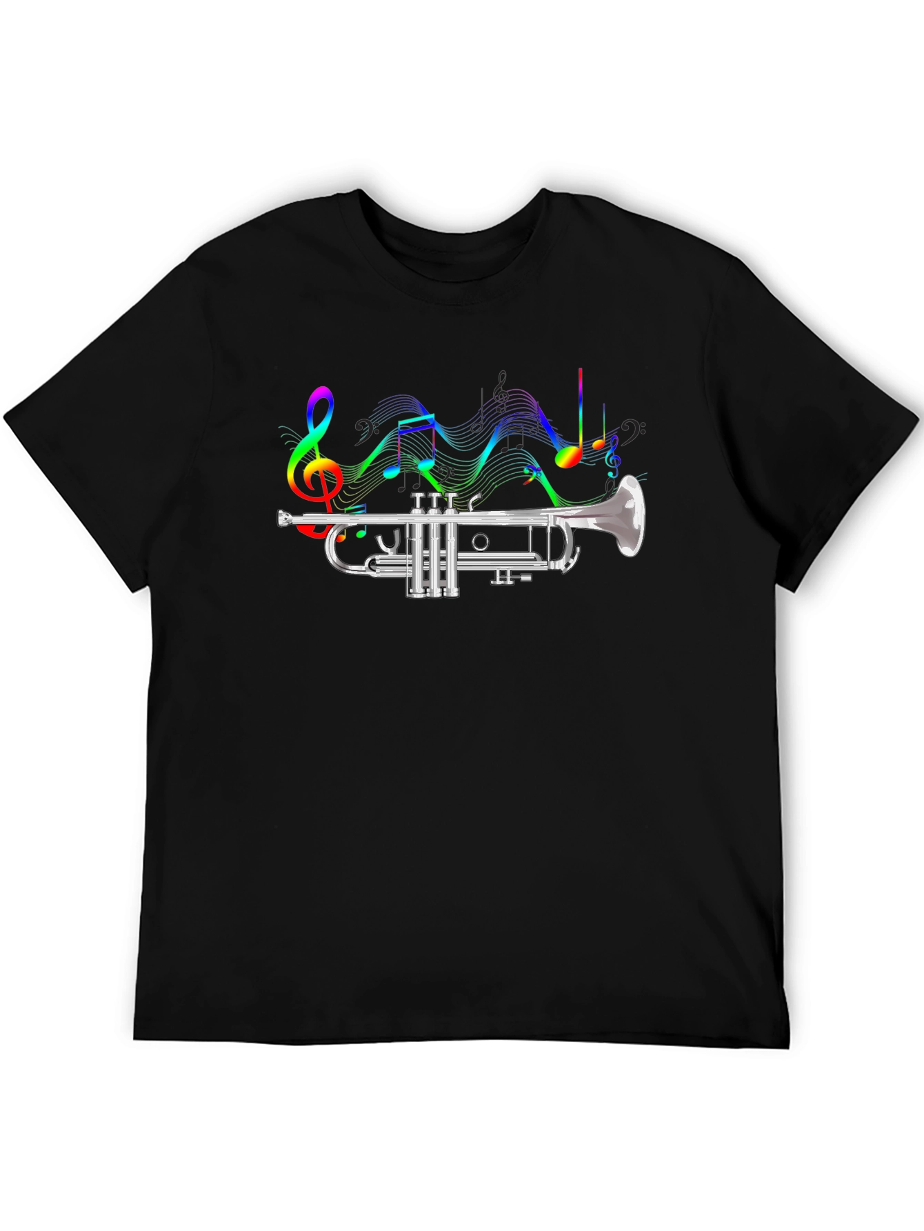Trumpet & Music Notes Graphic T-Shirt