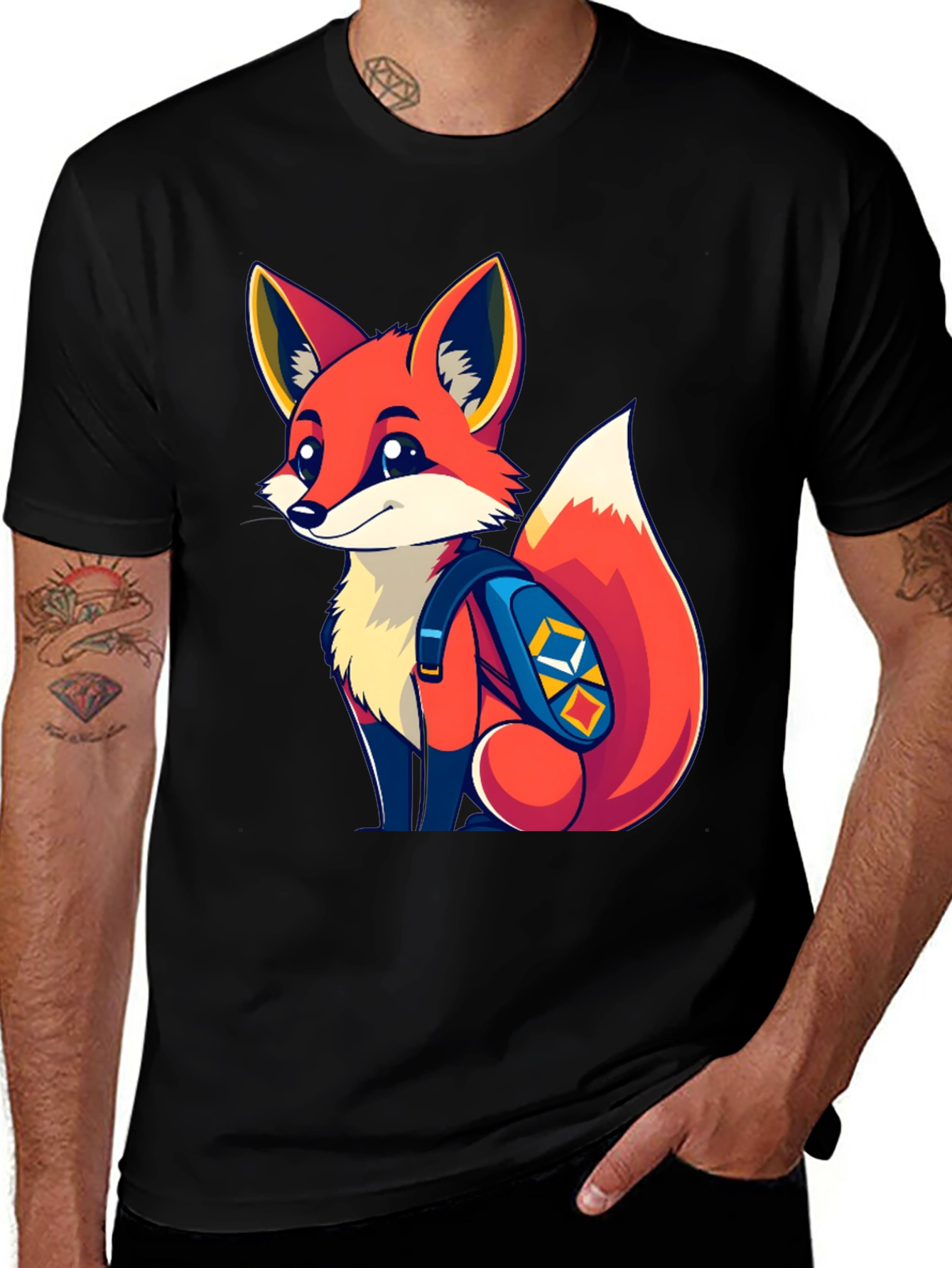 Fox with Backpack Graphic Tee