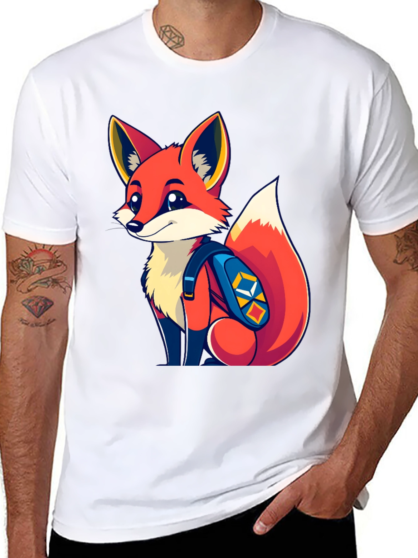 Fox with Backpack Graphic Tee