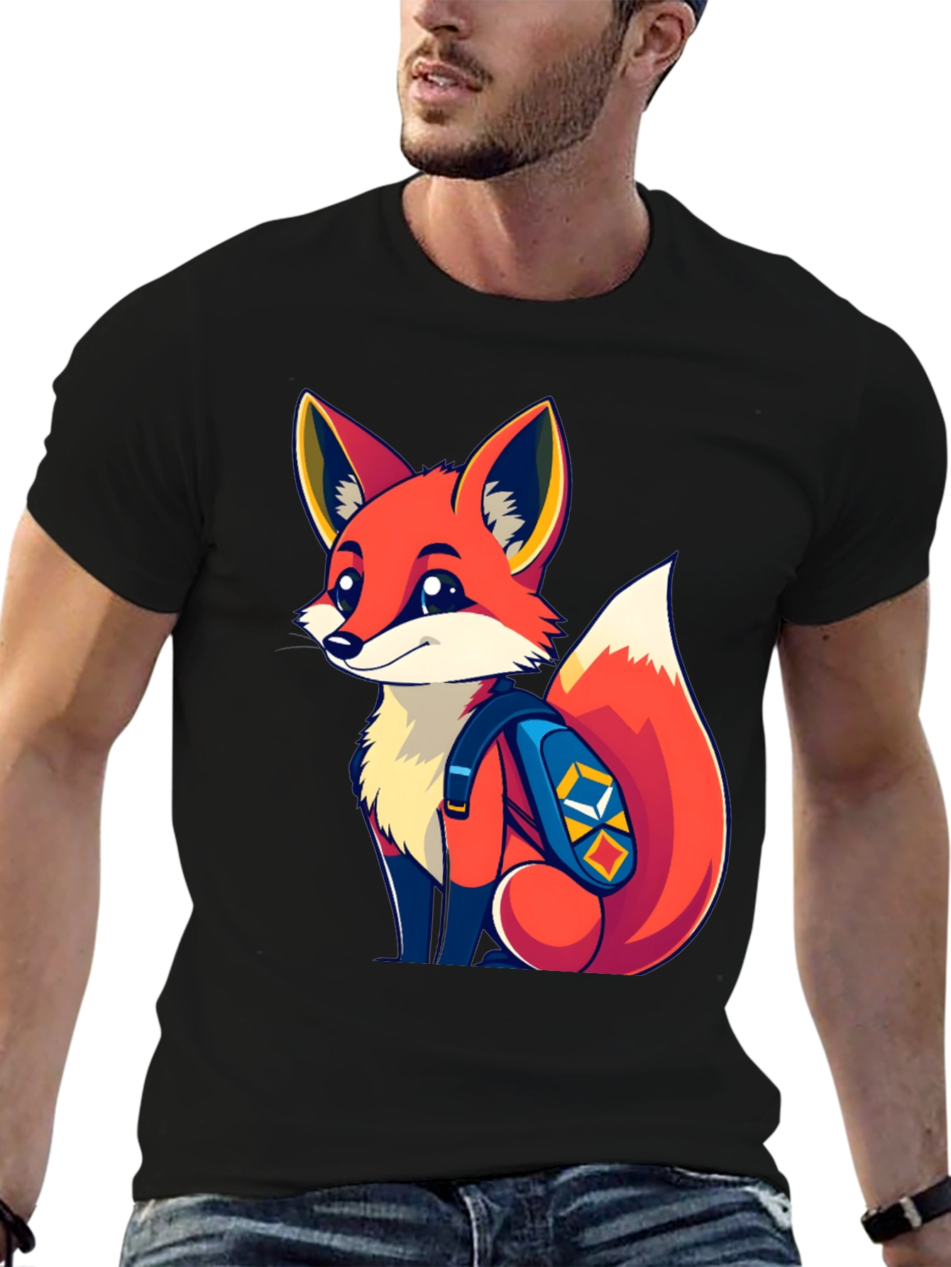 Fox with Backpack Graphic Tee