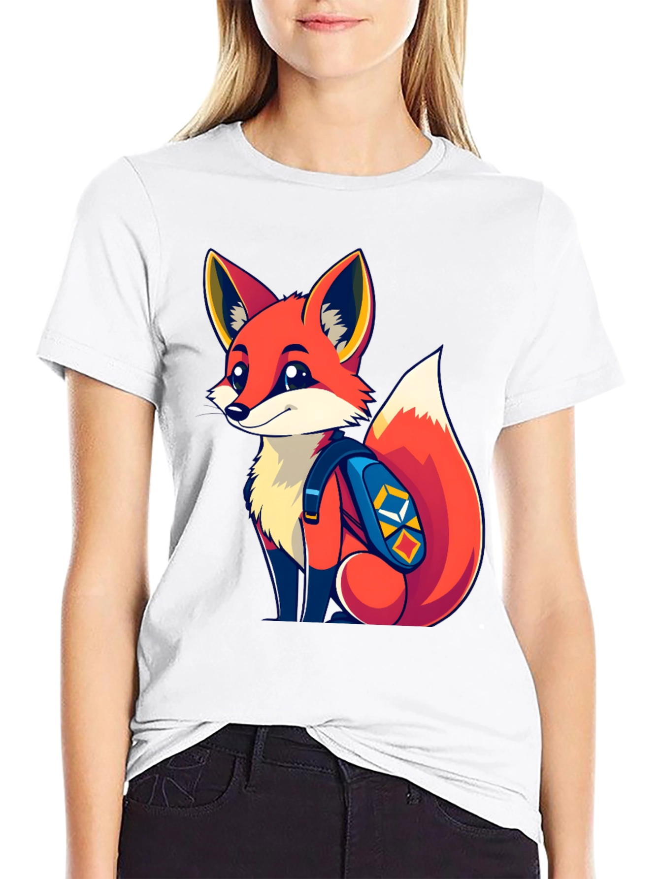 Fox with Backpack Graphic Tee