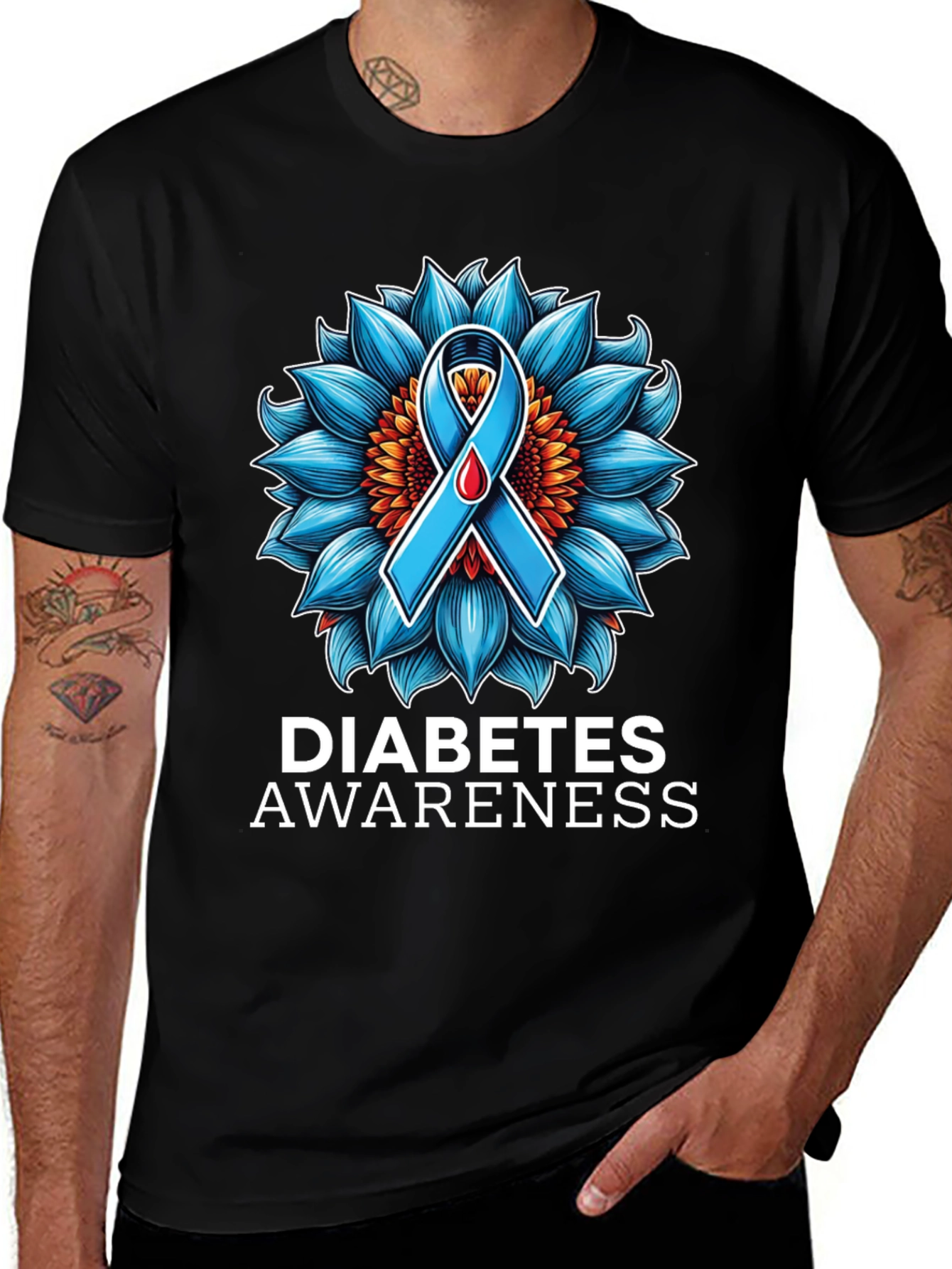 Diabetes Awareness Sunflower Ribbon T-Shirt