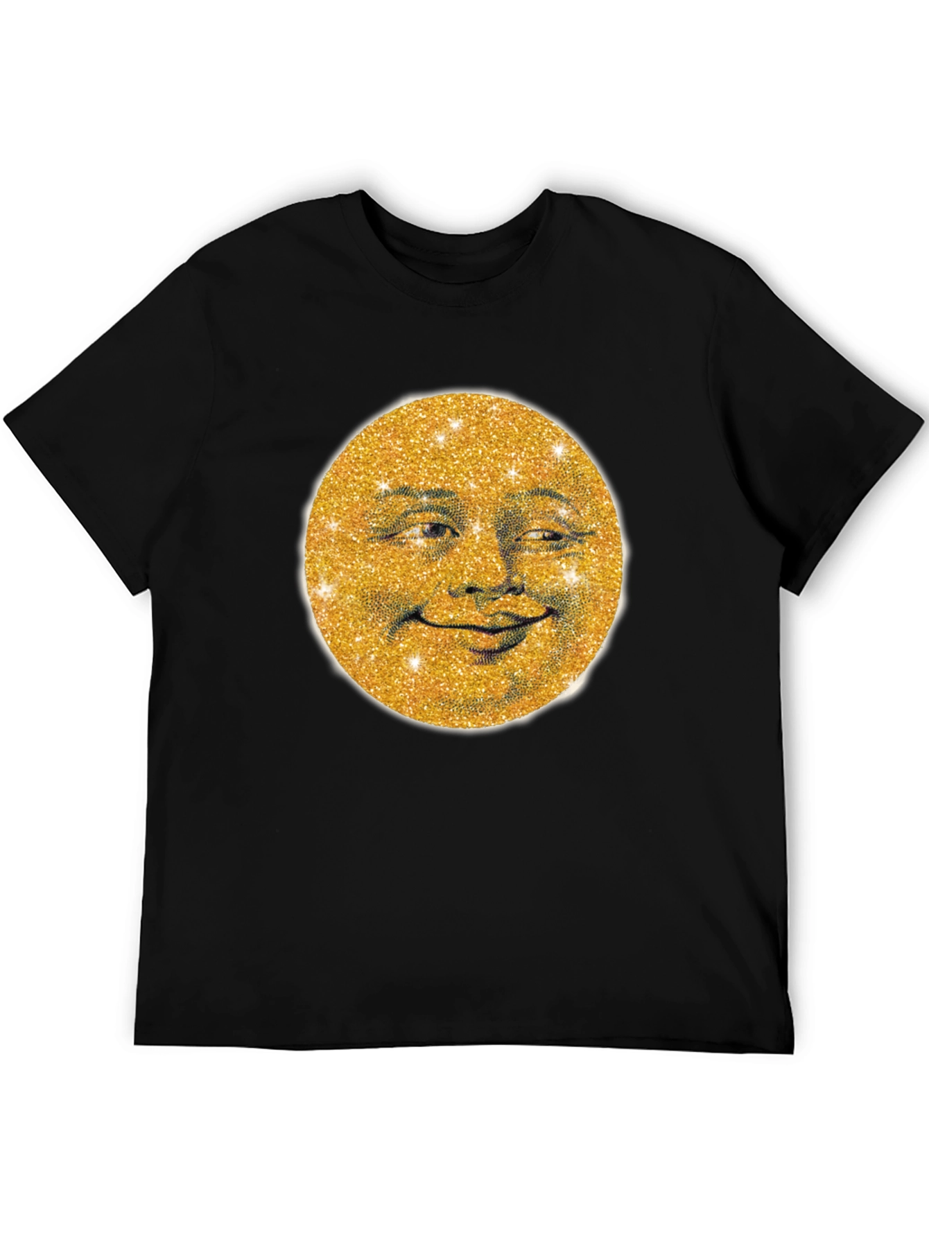 Golden Moon Face Graphic Tee - Stylish & Unique
