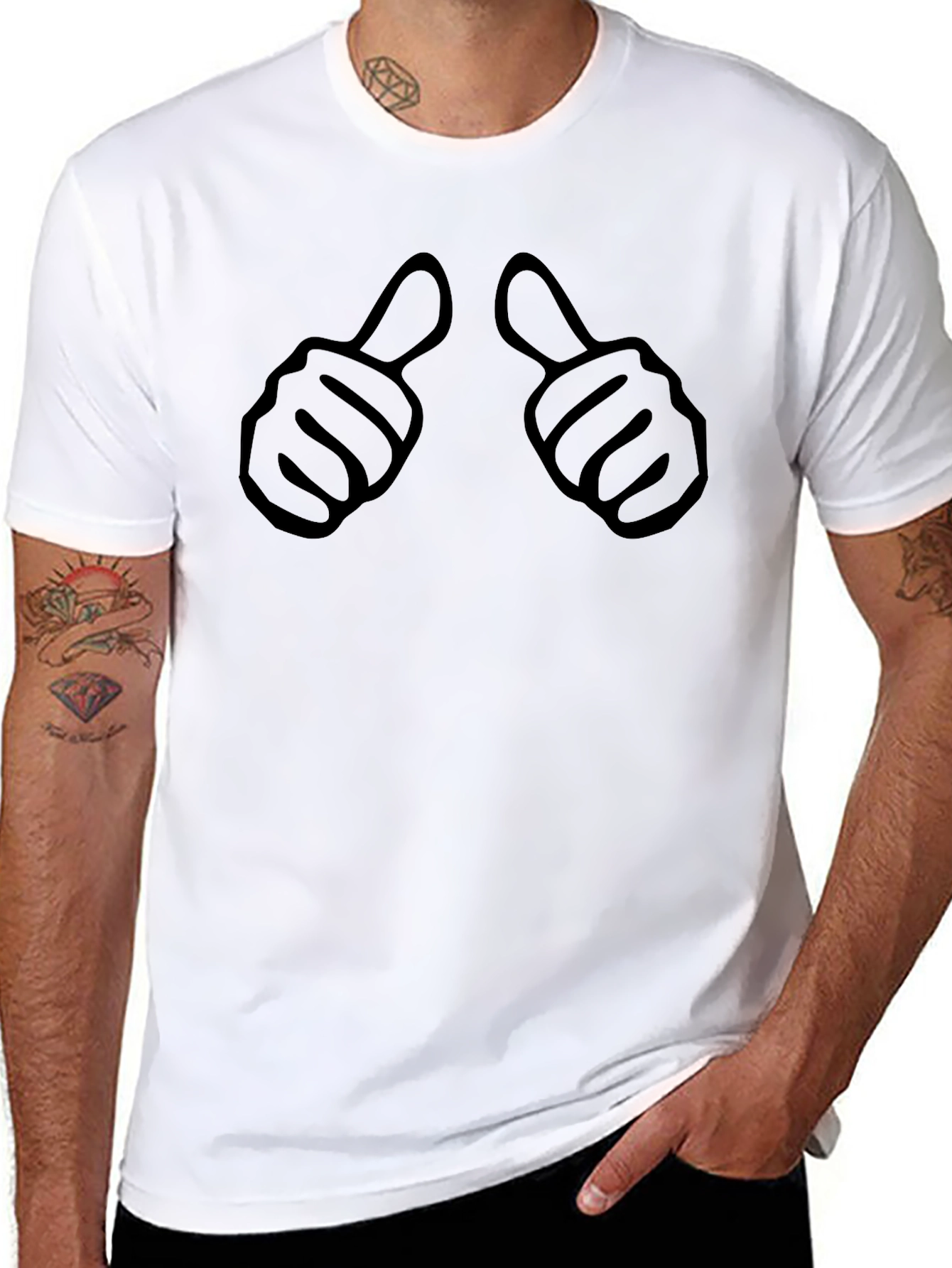 Thumbs Up Black Graphic Tee - Mens