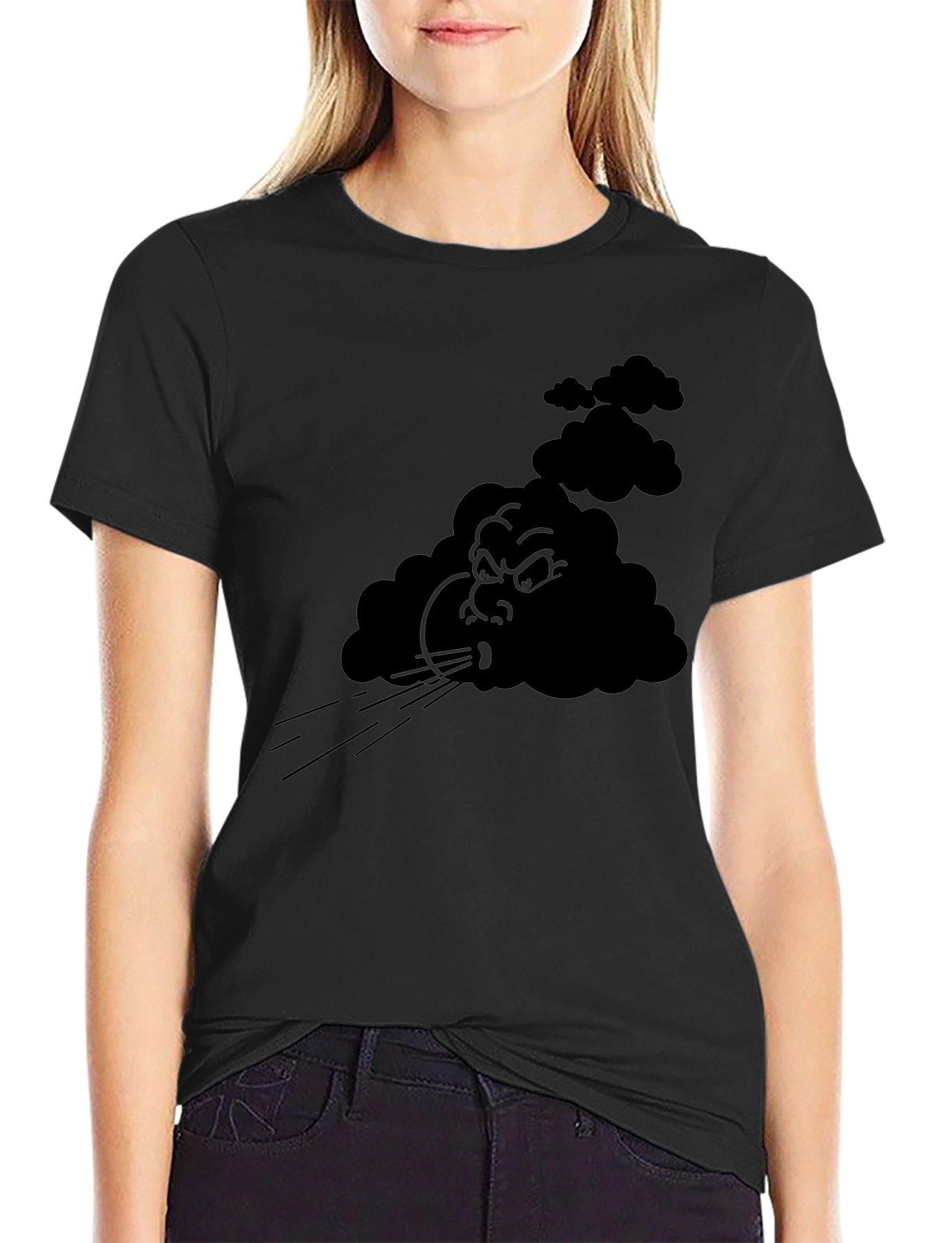 Angry Cloud Graphic Tee - Black Cotton T-Shirt