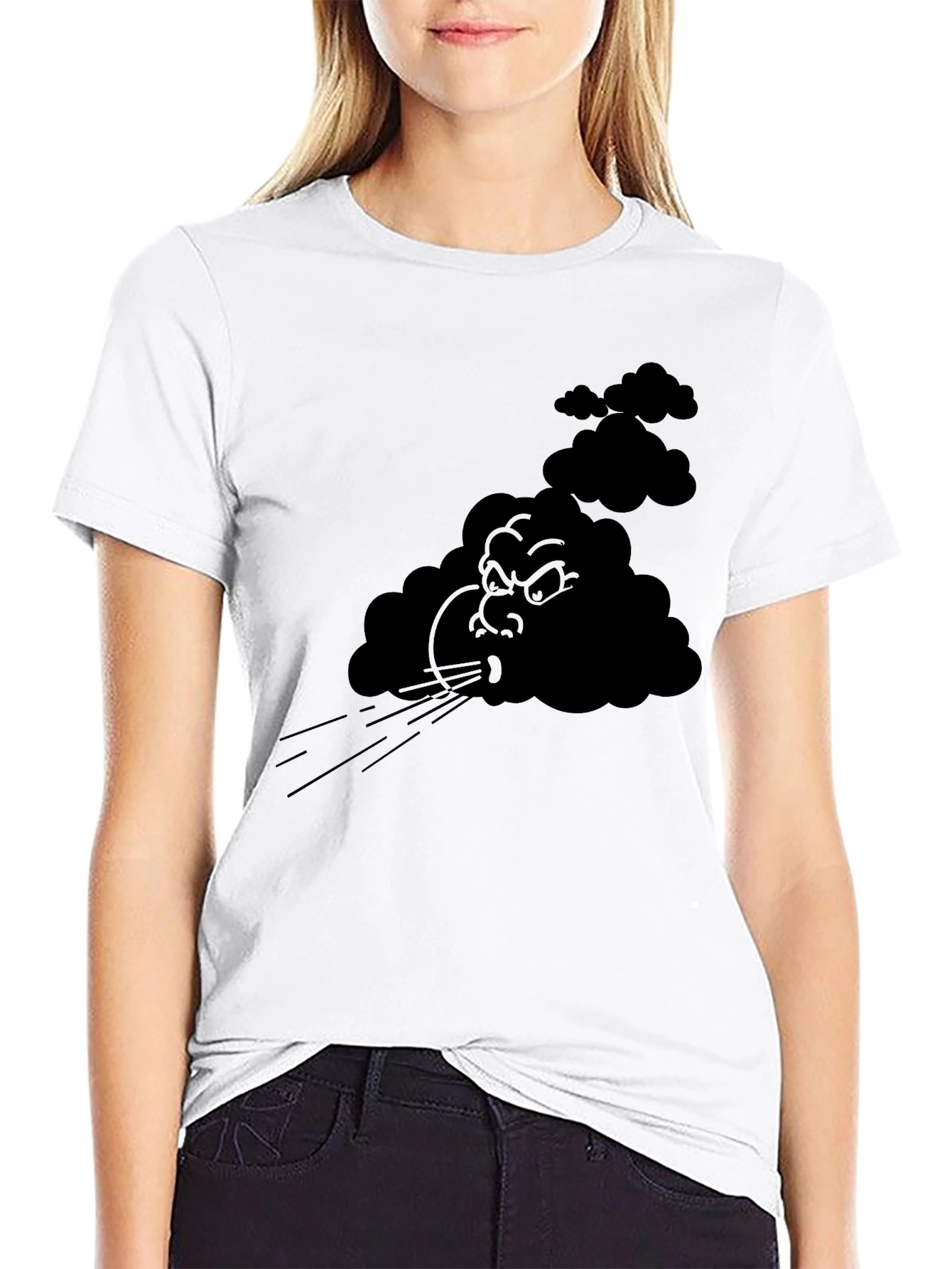 Angry Cloud Graphic Tee - Black Cotton T-Shirt