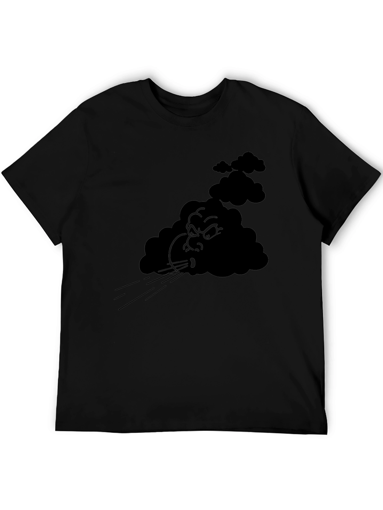 Angry Cloud Graphic Tee - Black Cotton T-Shirt