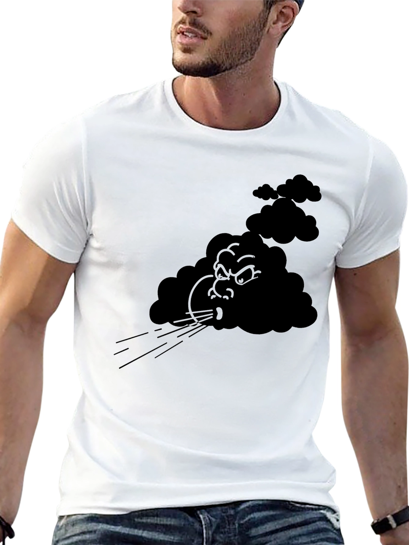 Angry Cloud Graphic Tee - Black Cotton T-Shirt