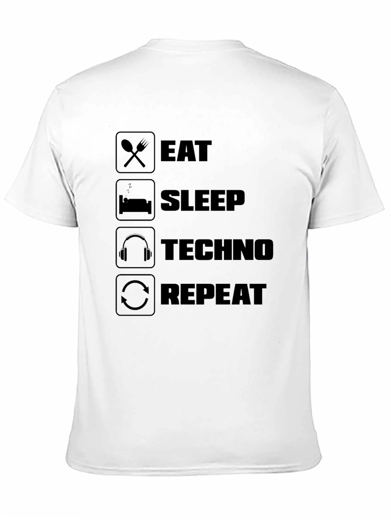 Eat Sleep Techno Repeat Black T-Shirt
