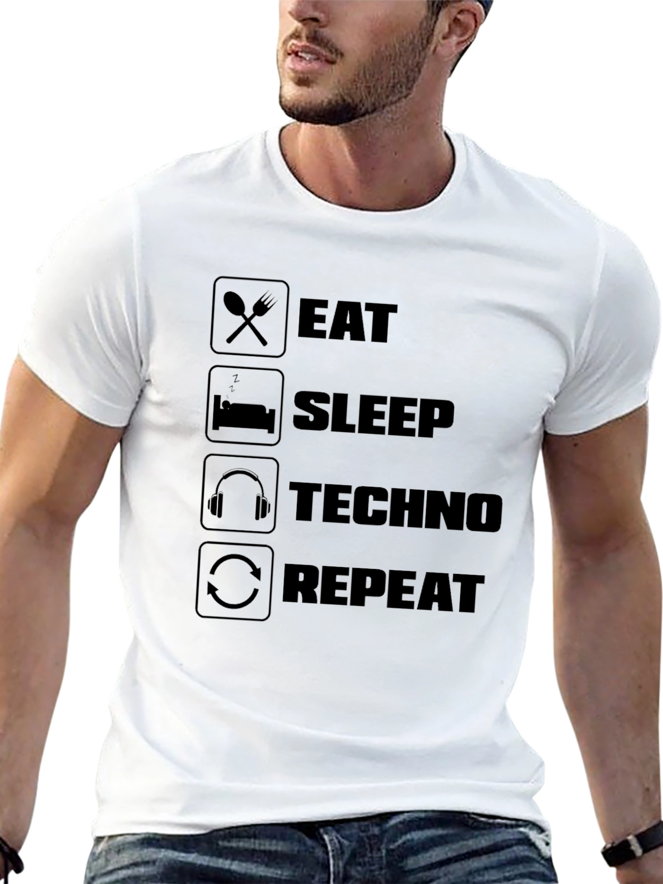 Eat Sleep Techno Repeat Black T-Shirt
