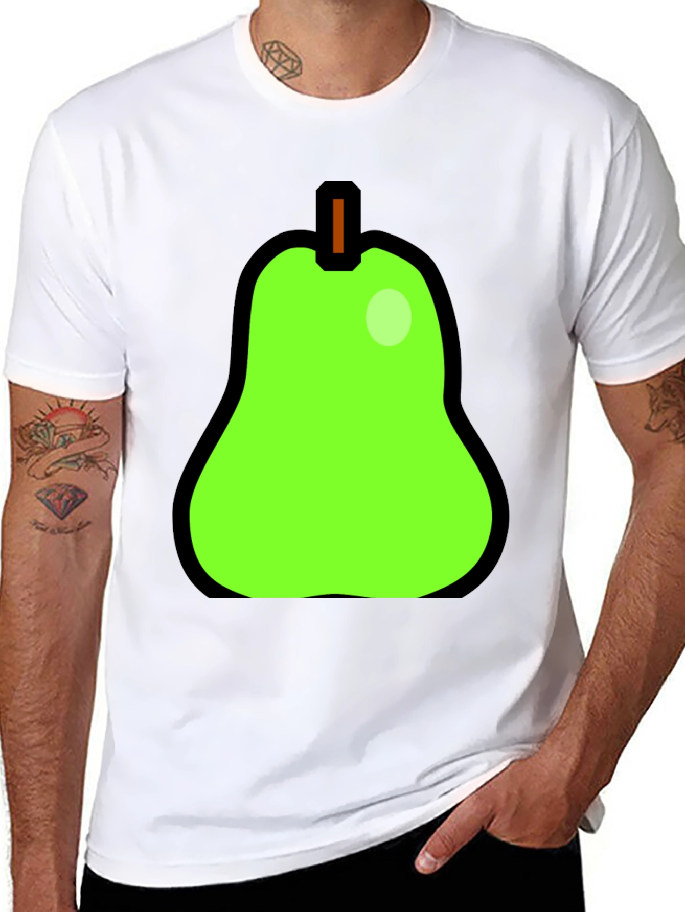 Fun Pear Graphic Print Black T-Shirt
